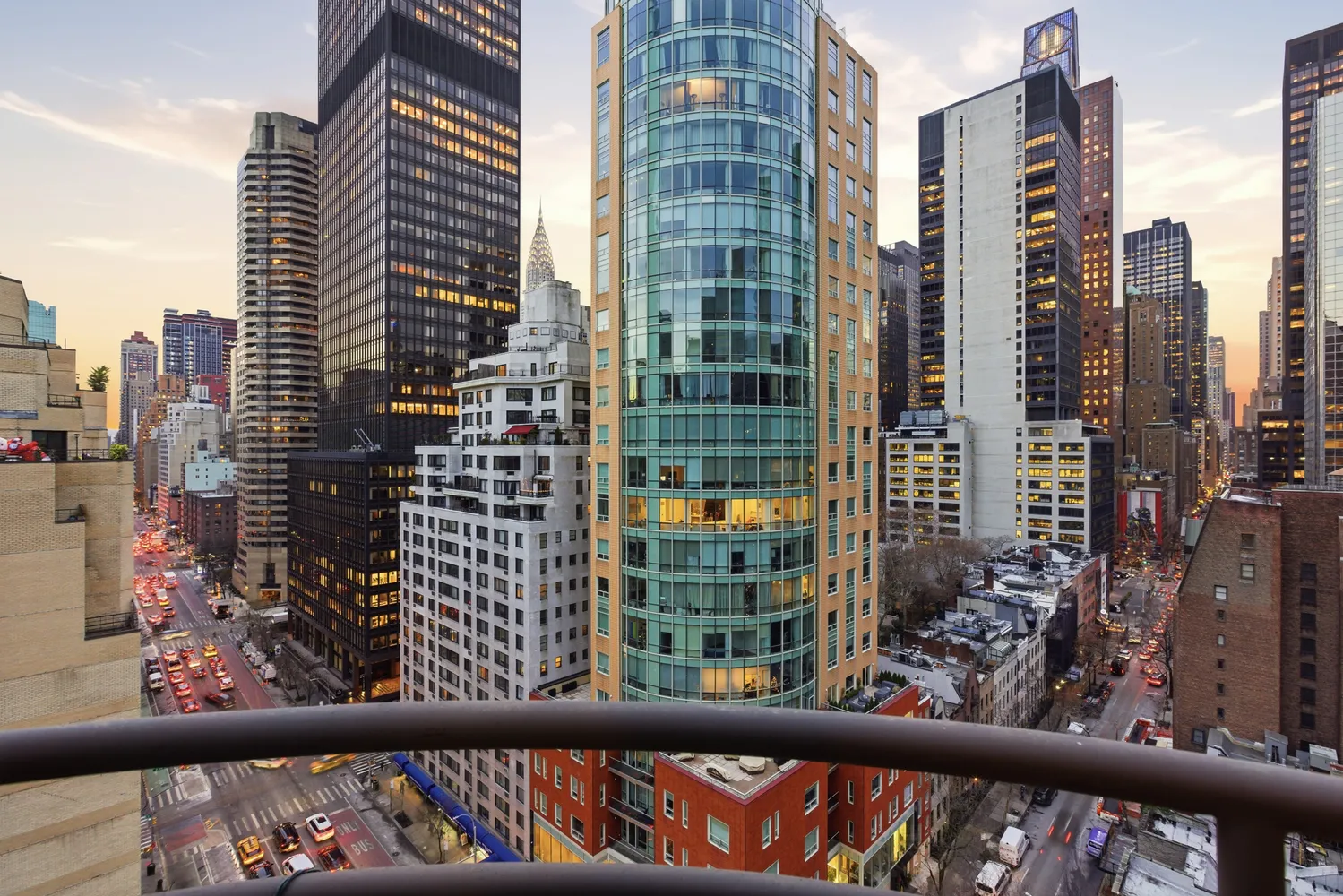 a view of city from a balcony