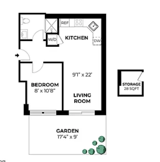 183 Java Street, Unit 1A Brooklyn, NY 11222 - Photo 12 of 12 a picture of a bench in front of a door