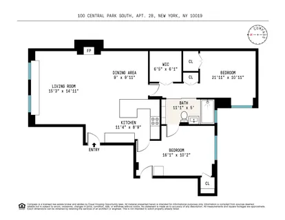 $2,900,000 | 100 Central Park South, Unit 2B | Central Park South