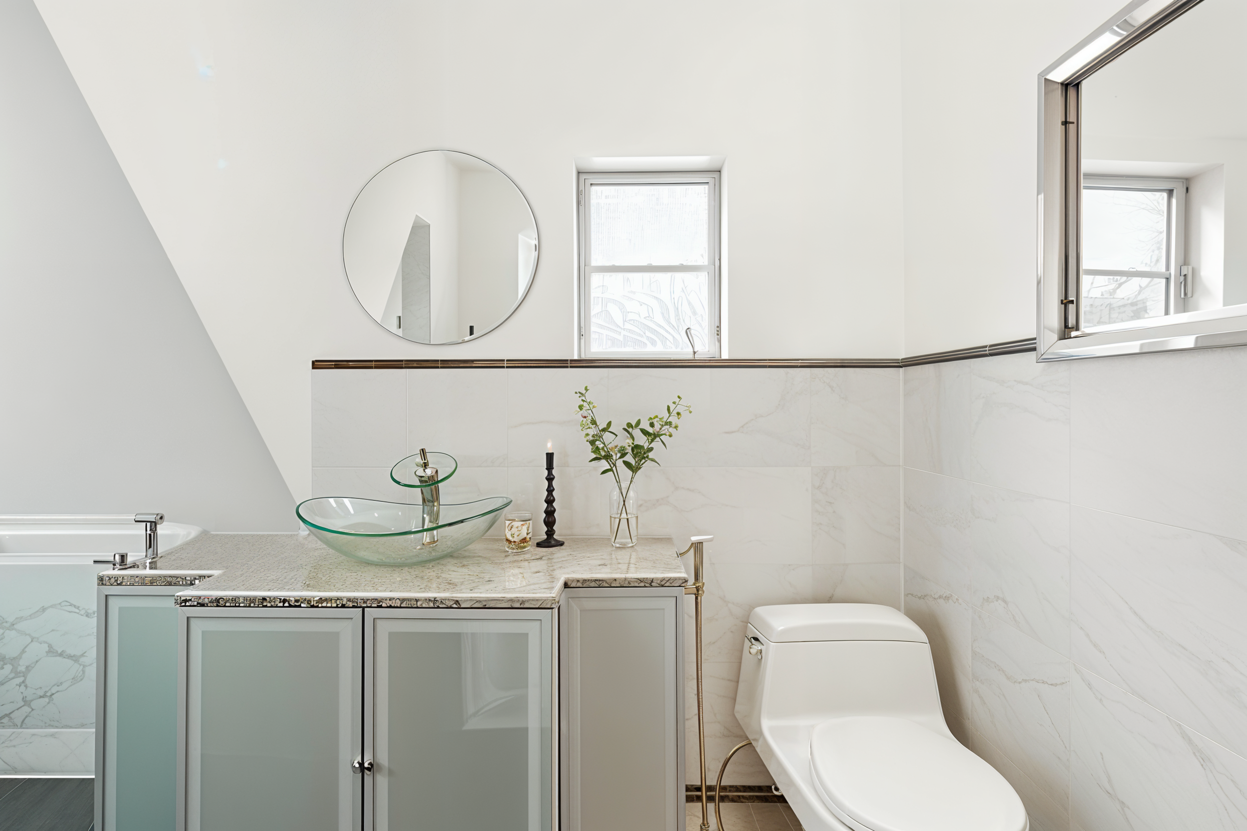 1070 East 13th Street Brooklyn, NY 11230 - Photo 7 of 18 a bathroom with a granite countertop toilet sink and mirror
