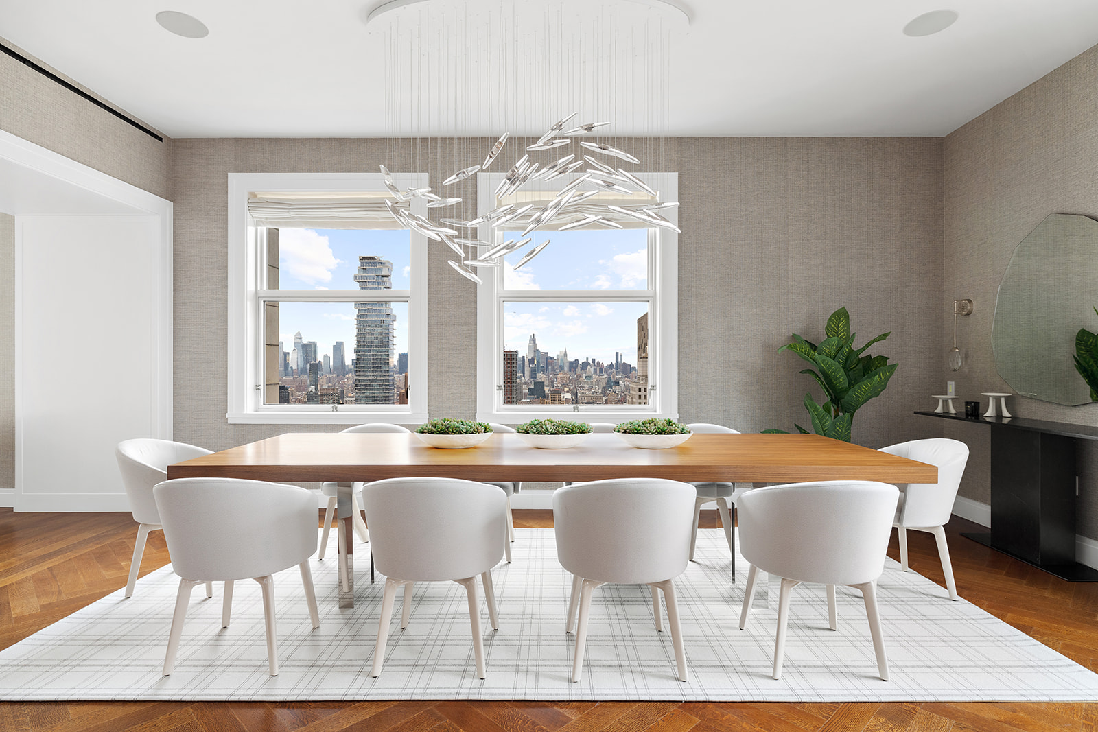 2 Park Place, Unit 35A Manhattan, NY 10007 - Photo 5 of 21 a dining room with furniture a rug and wooden floor