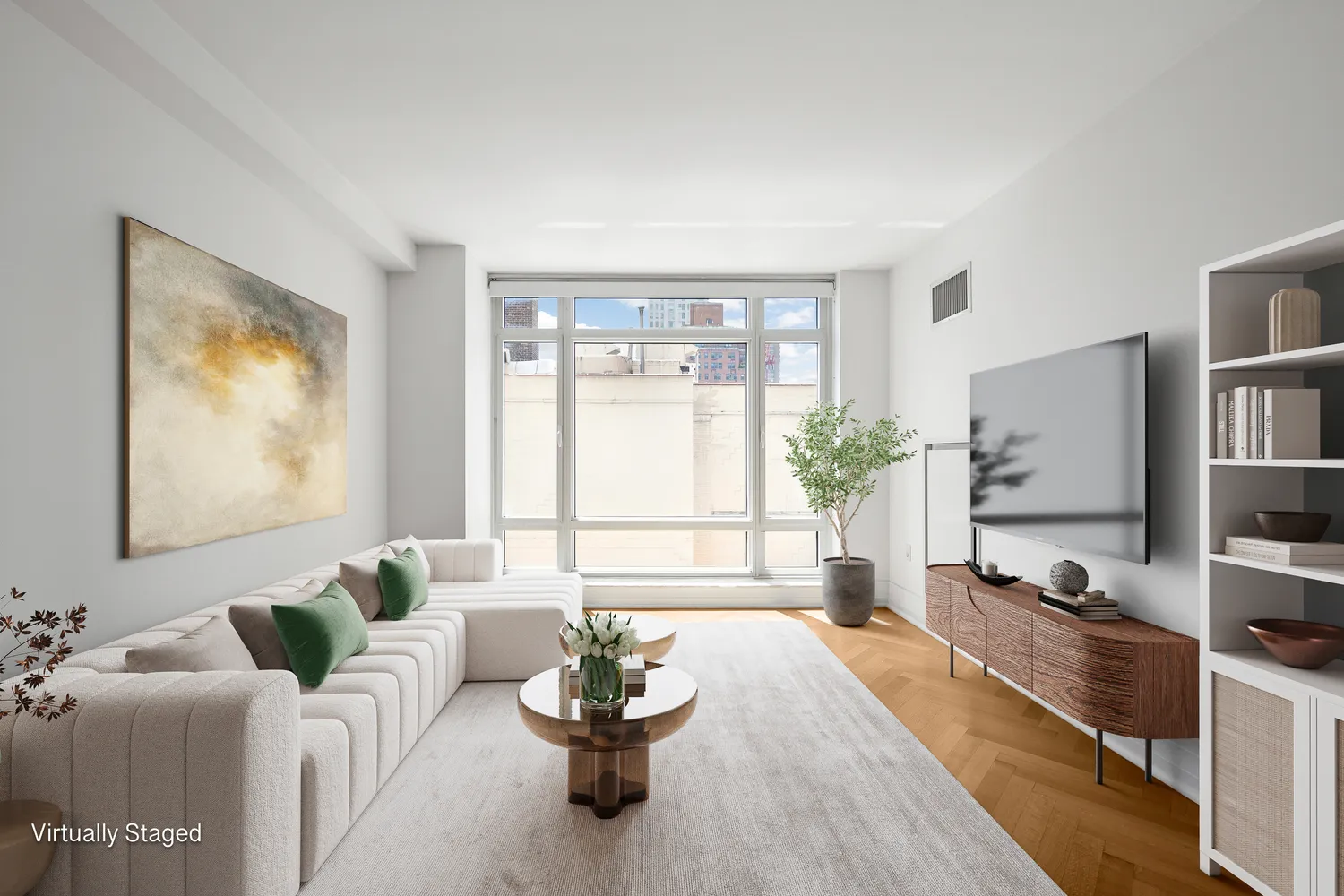 a living room with furniture and a flat screen tv