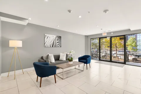 a bedroom with a bed and a walk in closet