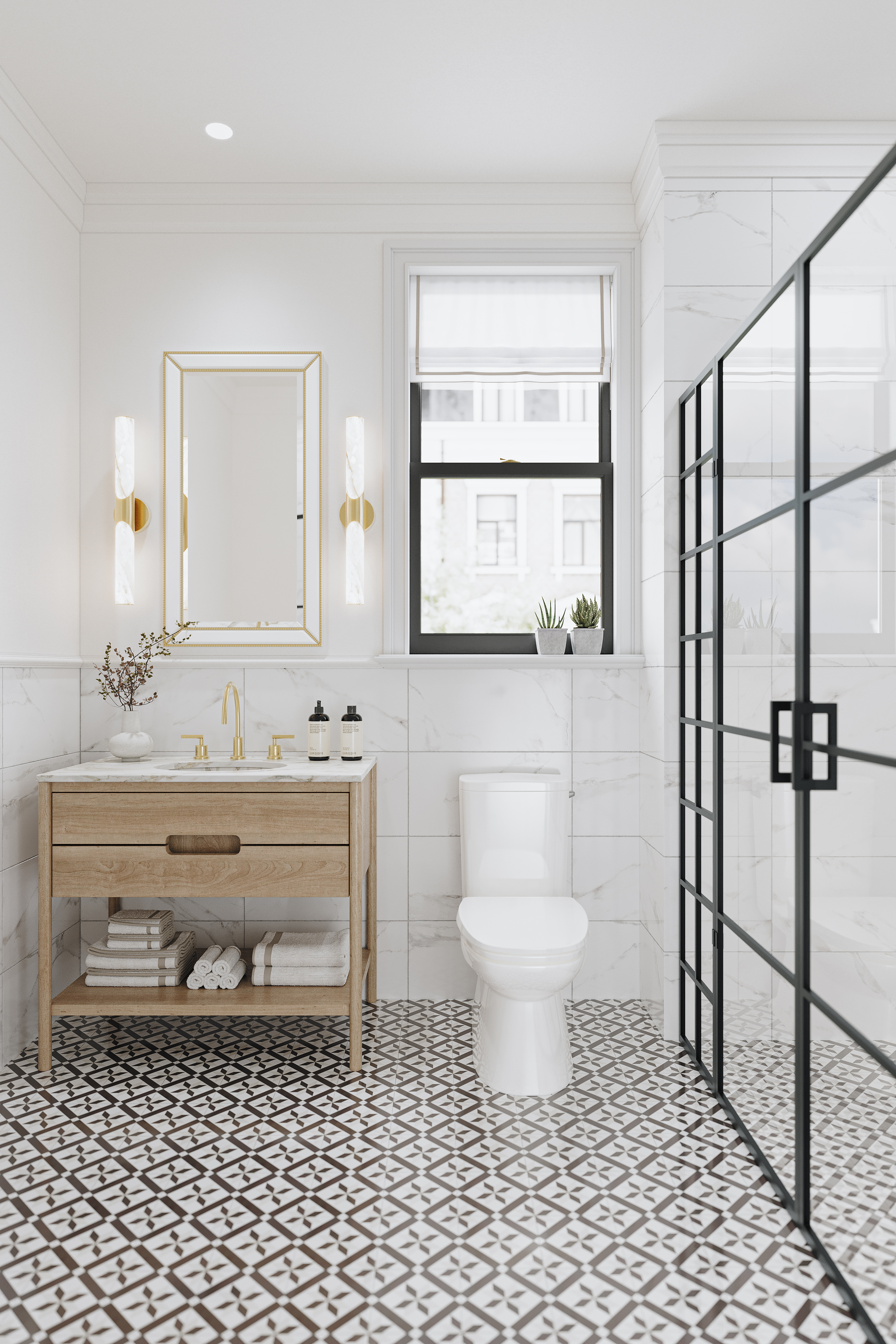 15 West 11th Street, Unit 7AB Manhattan, NY 10011 - Photo 5 of 8 a bathroom with a sink toilet a mirror and shower
