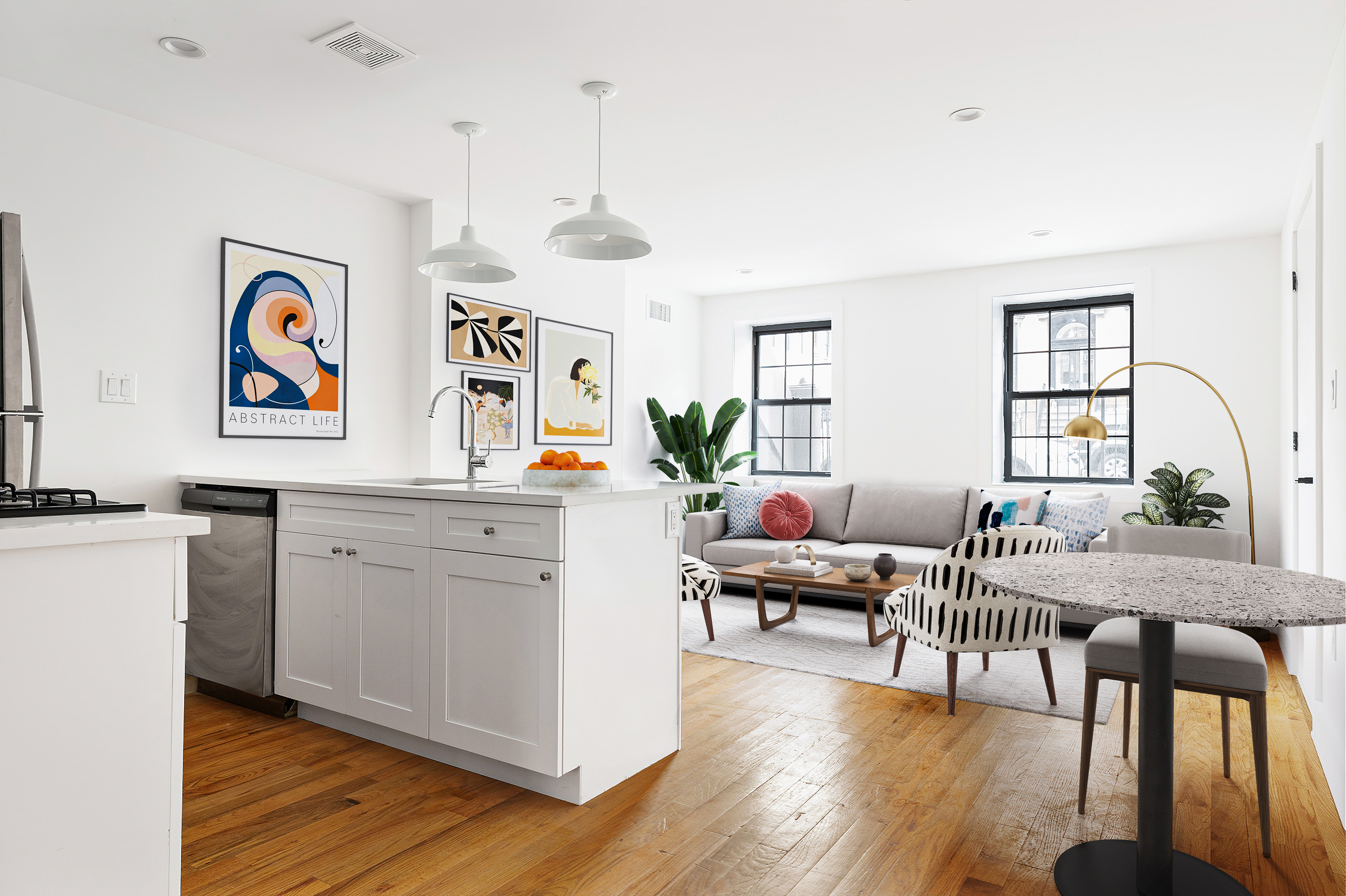 a living room with furniture and window
