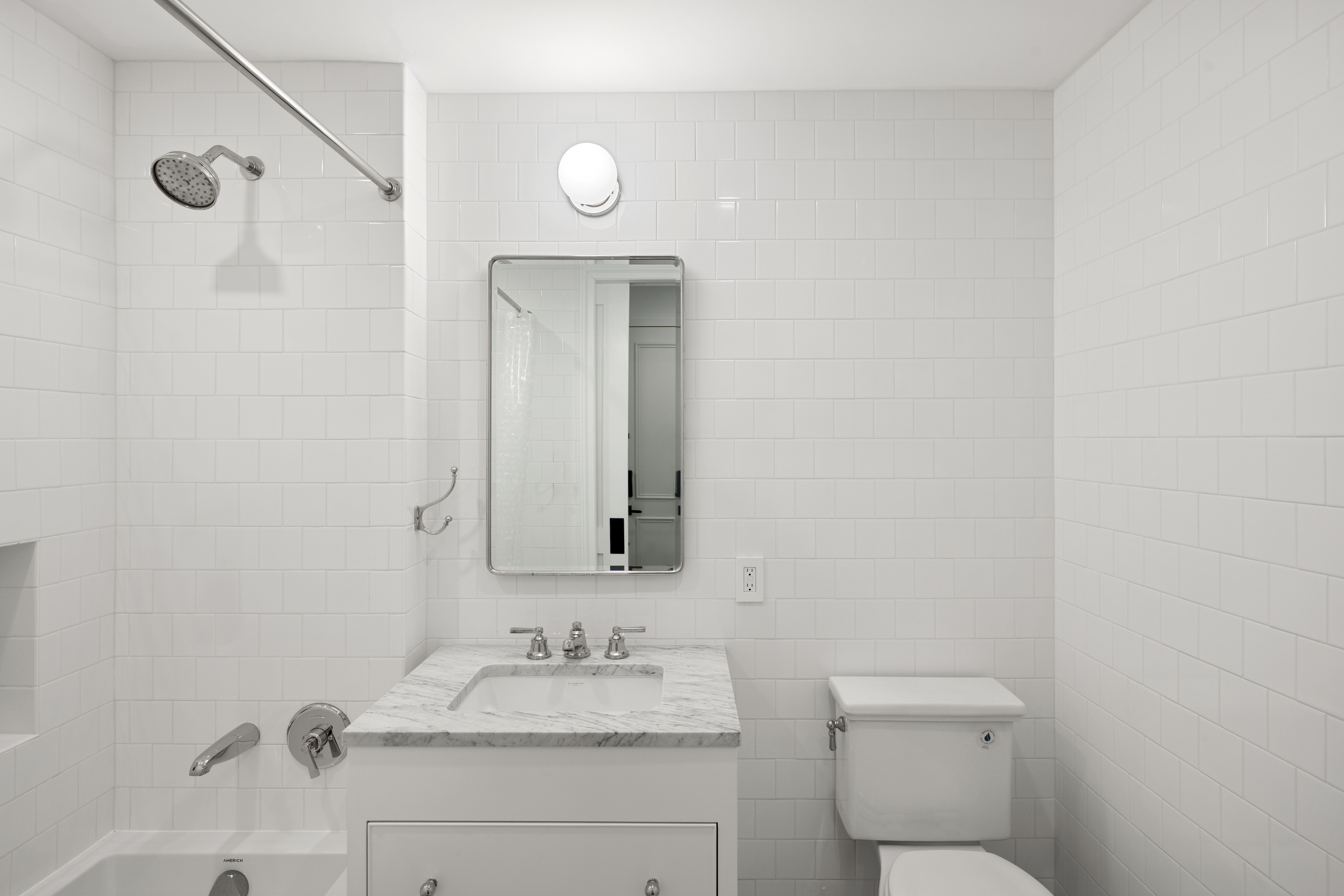 488 Sterling Place, Unit 4A Brooklyn, NY 11238 - Photo 8 of 13 a bathroom with a granite countertop sink mirror and toilet