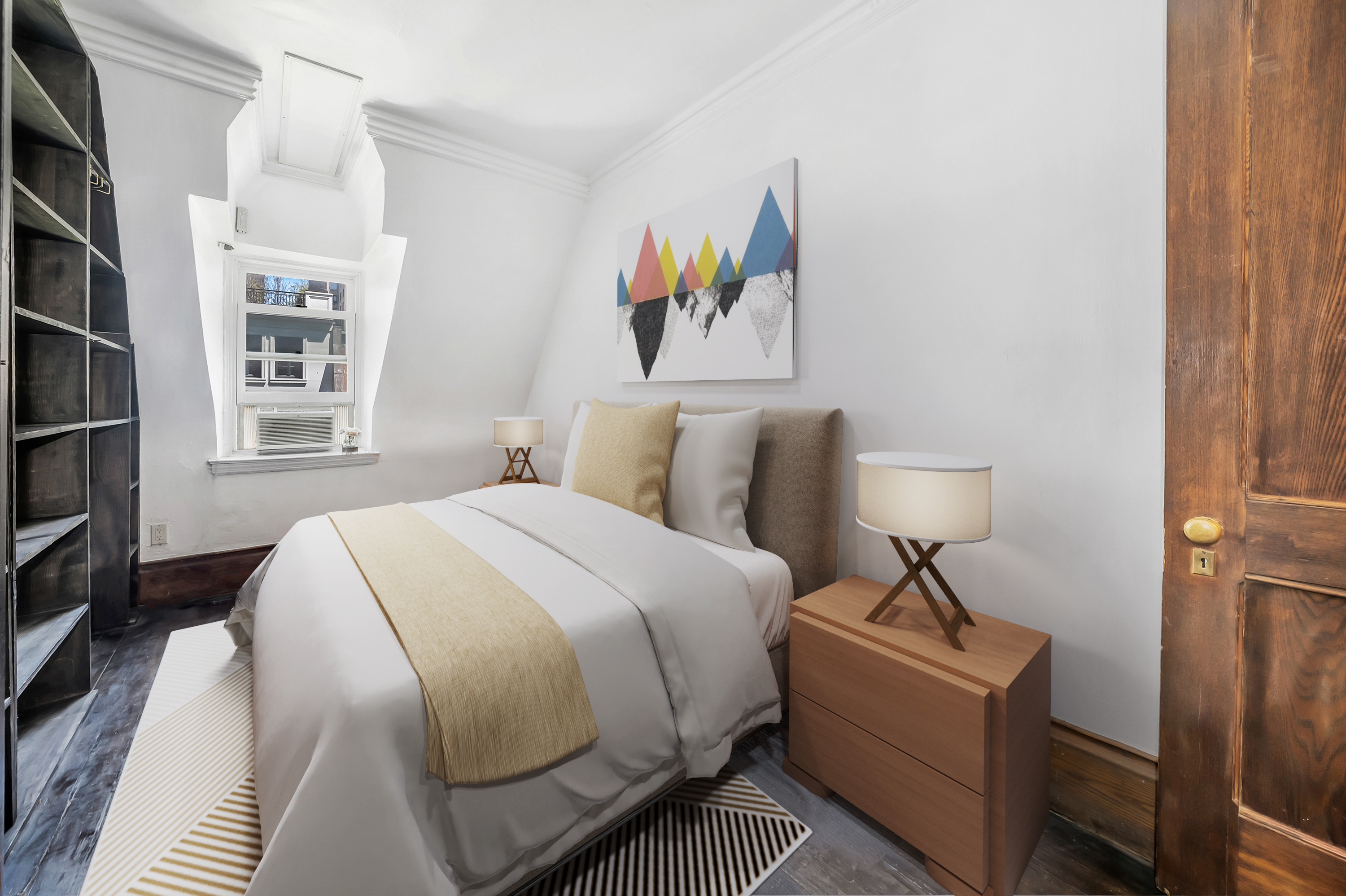 64 East 80th Street, Unit 4F Manhattan, NY 10075 - Photo 5 of 8 a bedroom with a bed and a painting on the wall