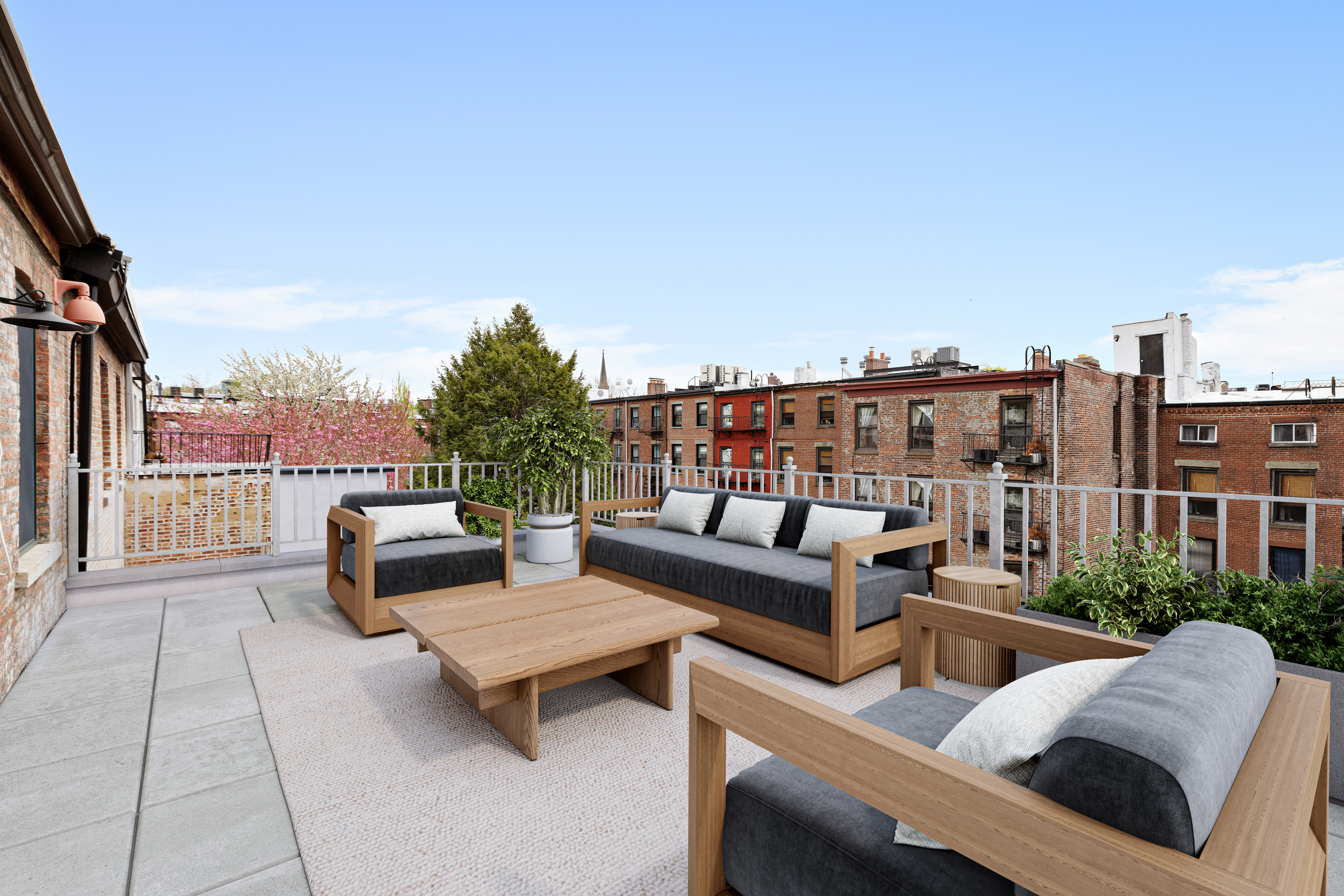 126 Pacific Street Brooklyn, NY 11201 - Photo 12 of 16 a terrace view with seating space barbeque oven and trees