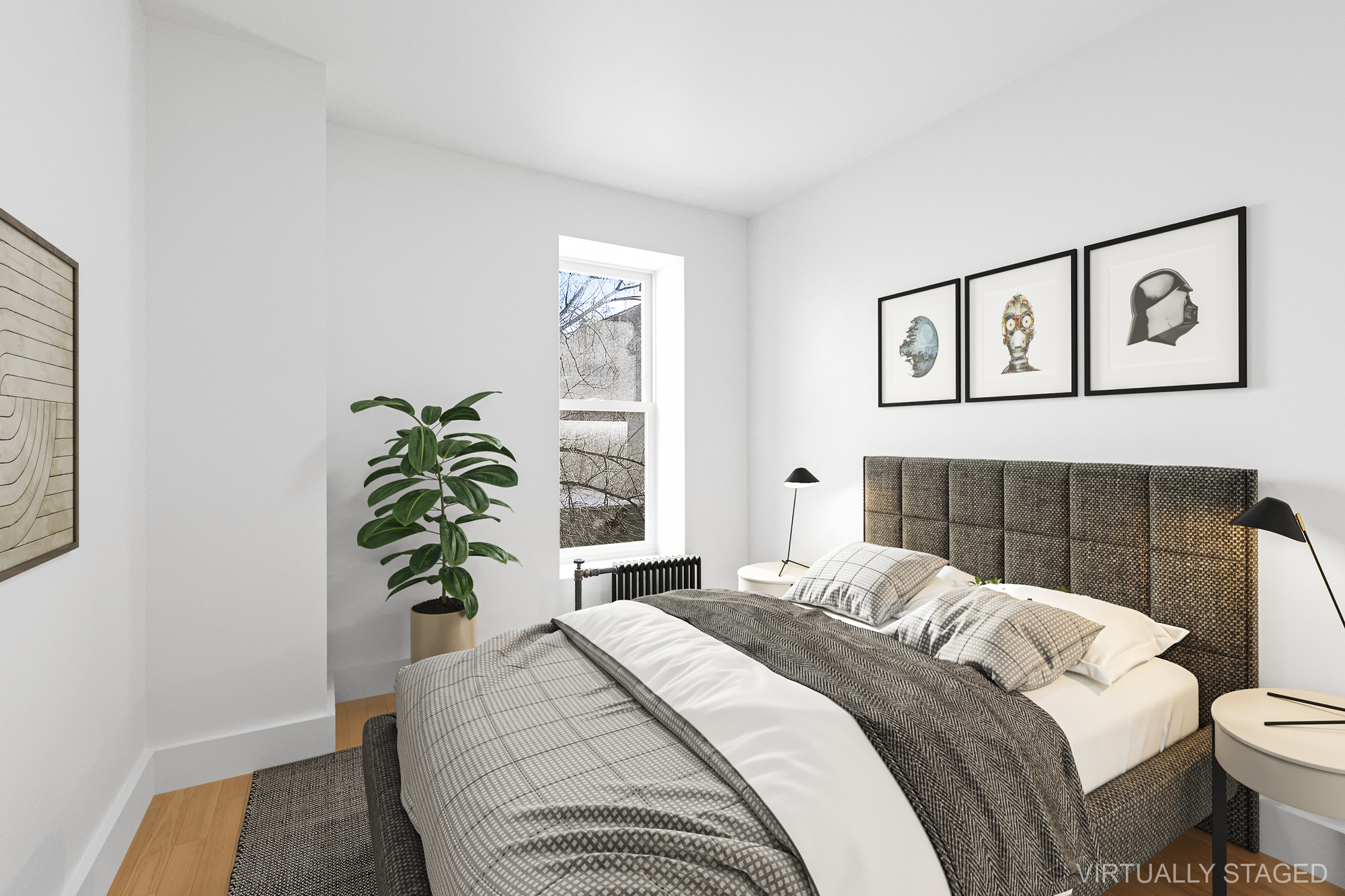 82 7th Avenue, Unit 4 Brooklyn, NY 11217 - Photo 8 of 10 a bedroom with a bed and a potted plant