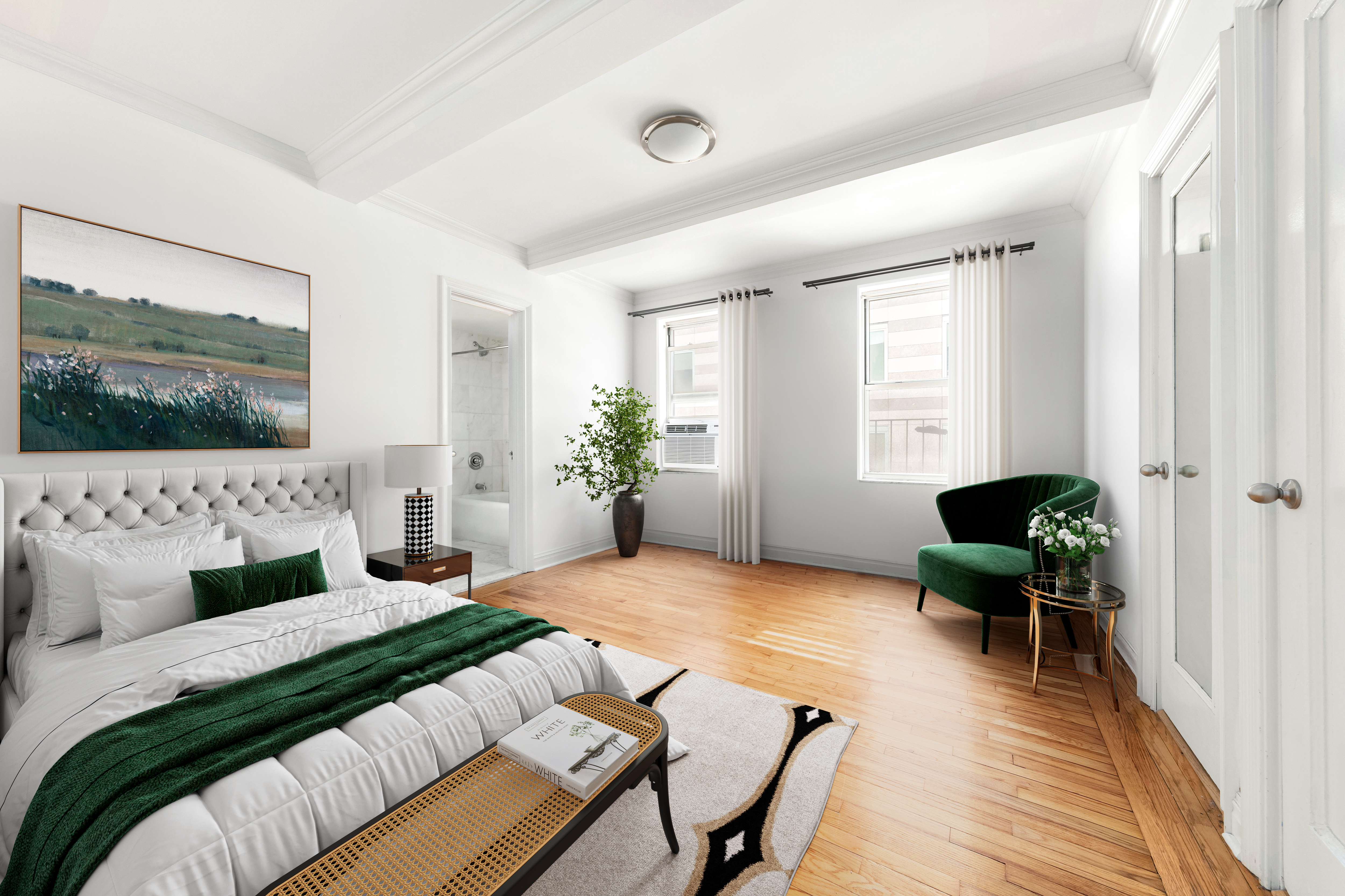 333 East 43rd Street, Unit 910 Manhattan, NY 10017 - Photo 3 of 13 a bedroom with a bed and a couch