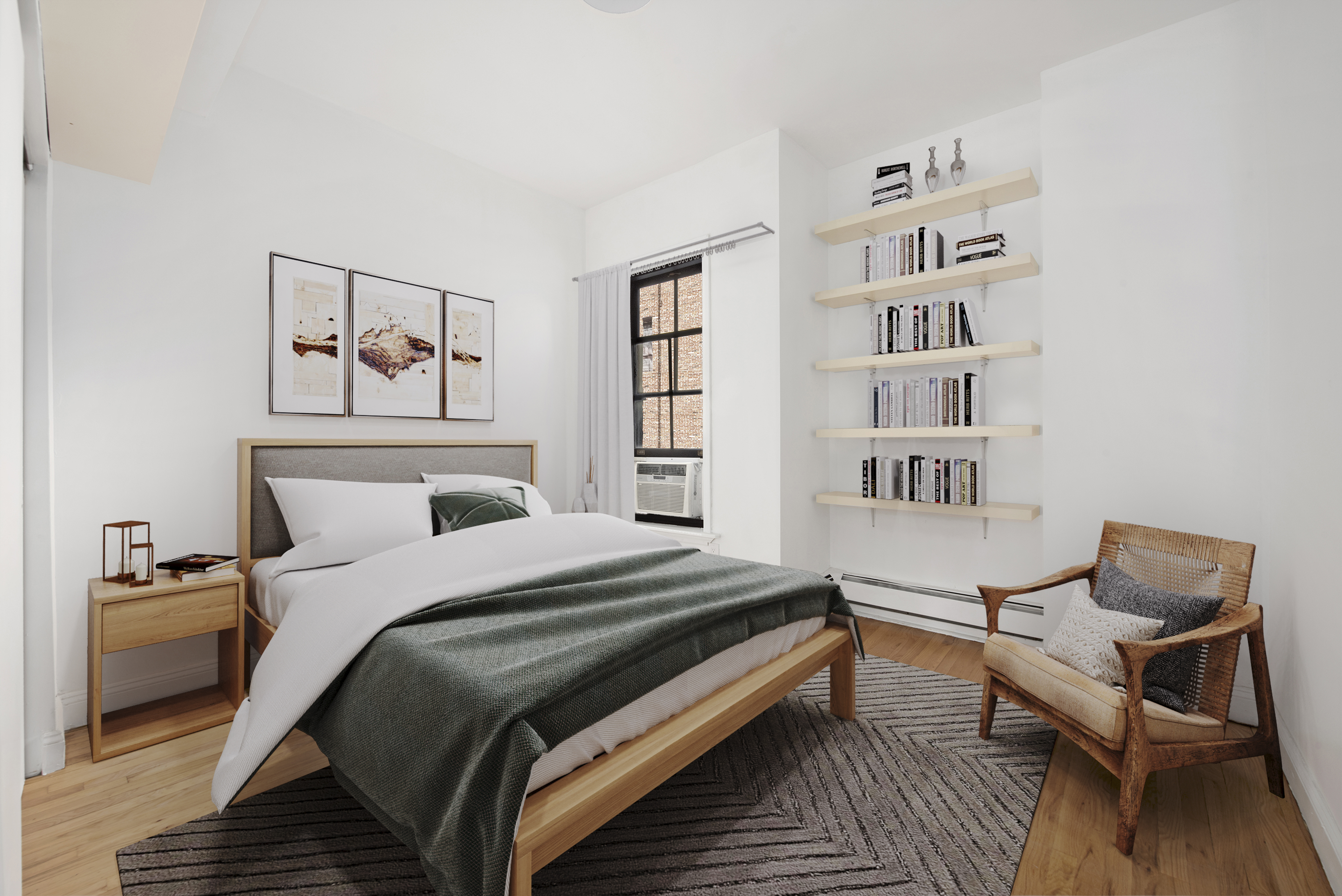 336 Convent Avenue, Unit MLTFMLY Manhattan, NY 10031 - Photo 11 of 20 a bedroom with a bed and a bookshelf