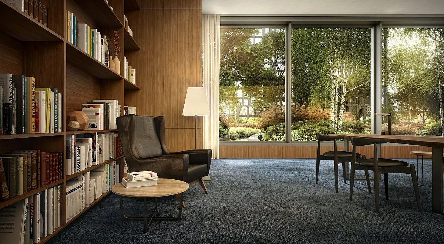 550 Vanderbilt Avenue, Unit 611 Brooklyn, NY 11238 - Photo 7 of 8 a living room with furniture and a large window