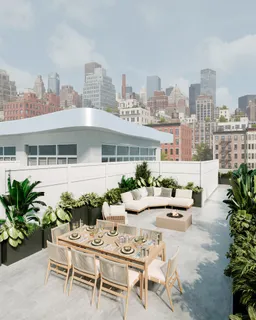 a view of a terrace with sitting area