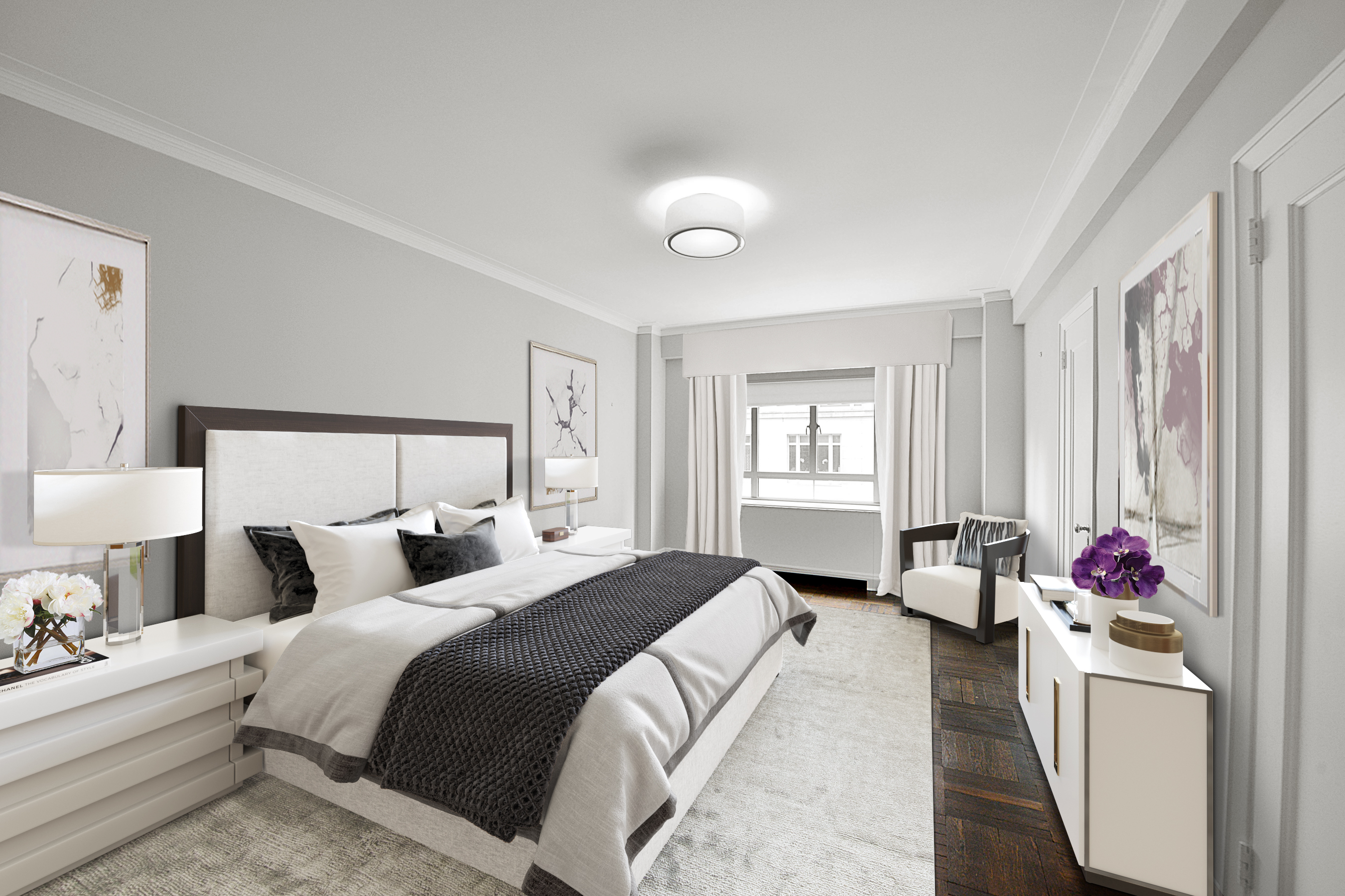25 Central Park West, Unit 12I Manhattan, NY 10023 - Photo 5 of 7 a bedroom with bed and a window
