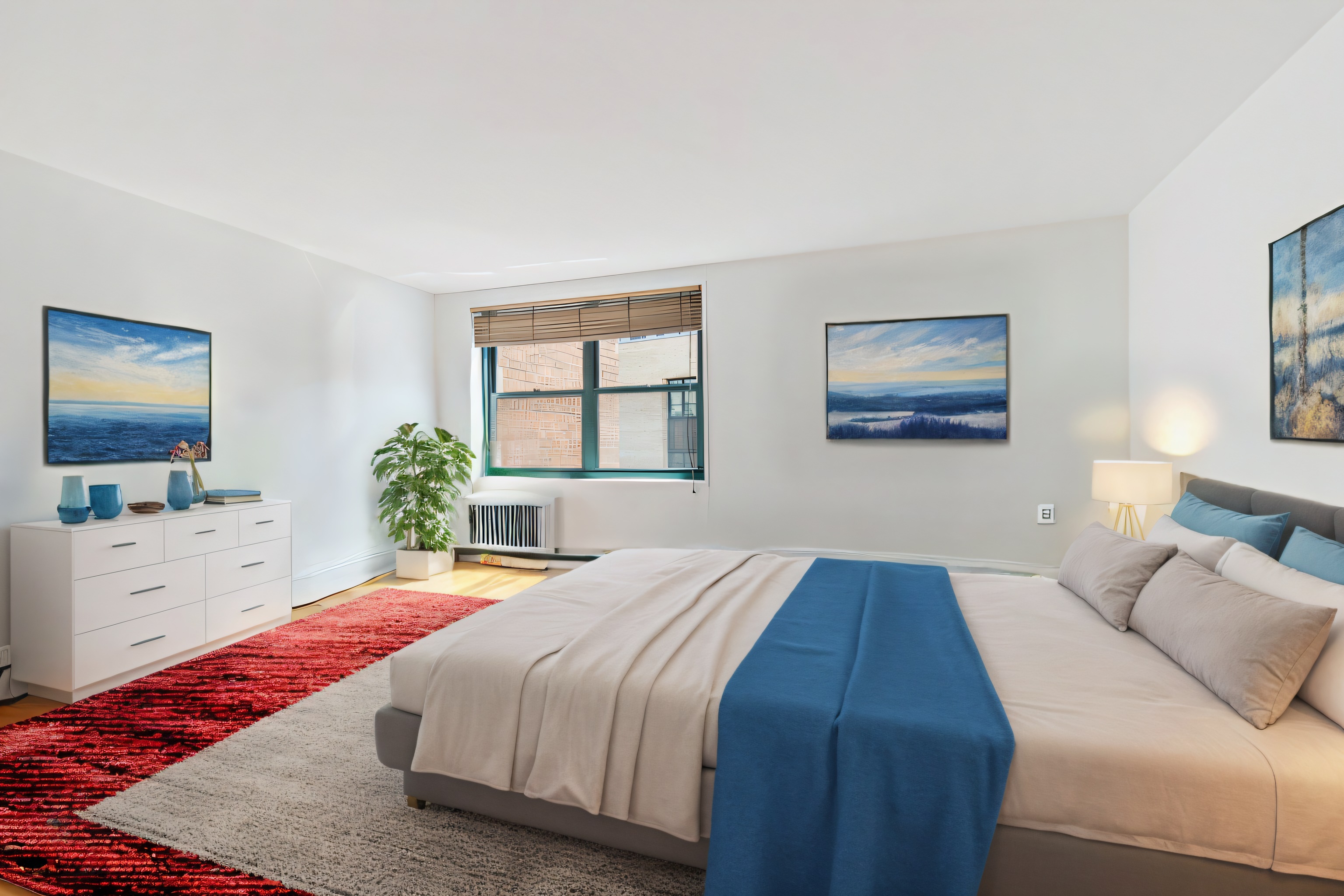 153 Perry Street, Unit 4B Manhattan, NY 10014 - Photo 6 of 10 a bedroom with a bed and a flat screen tv