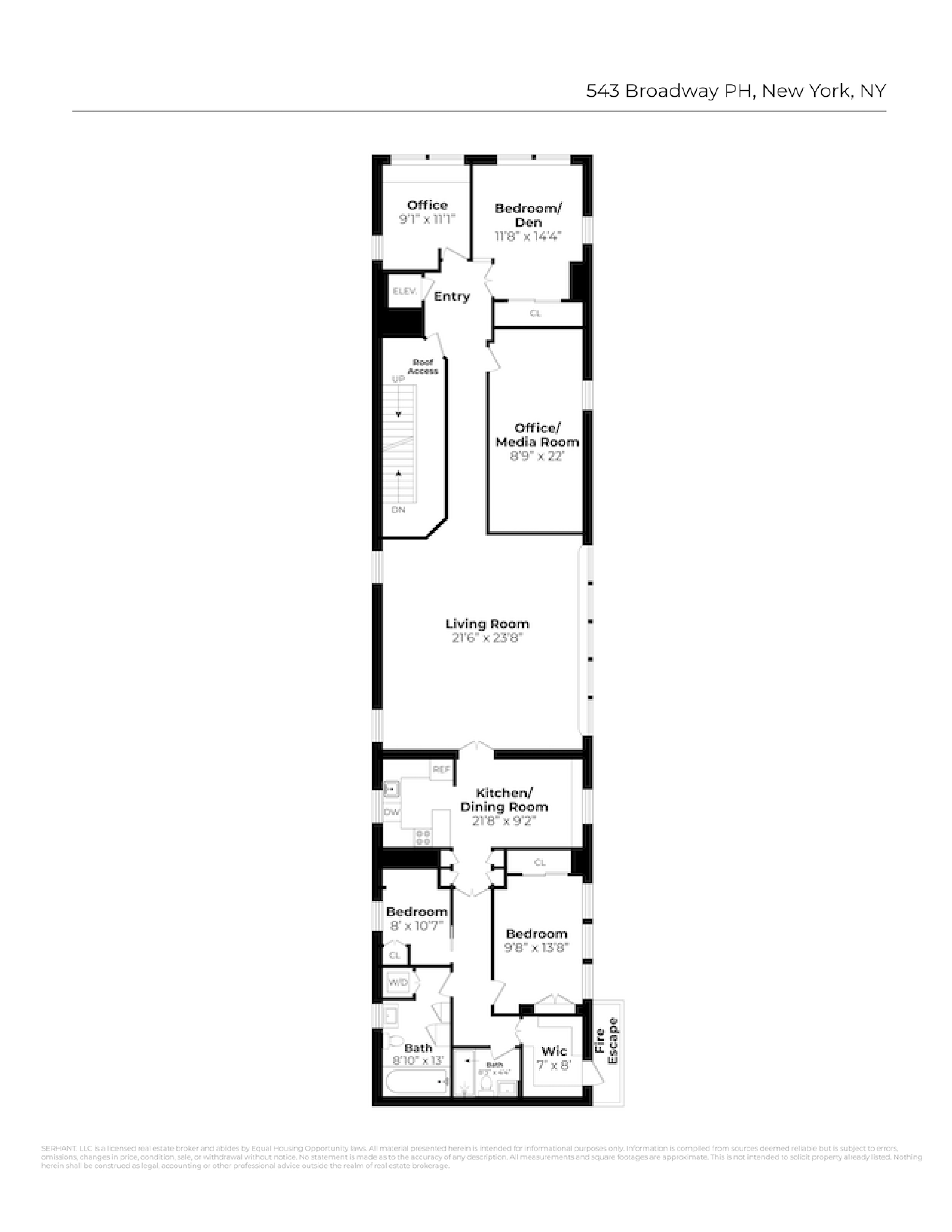 543 Broadway, Unit PH Manhattan, NY 10012 - Photo 13 of 14 a picture of a floor plan