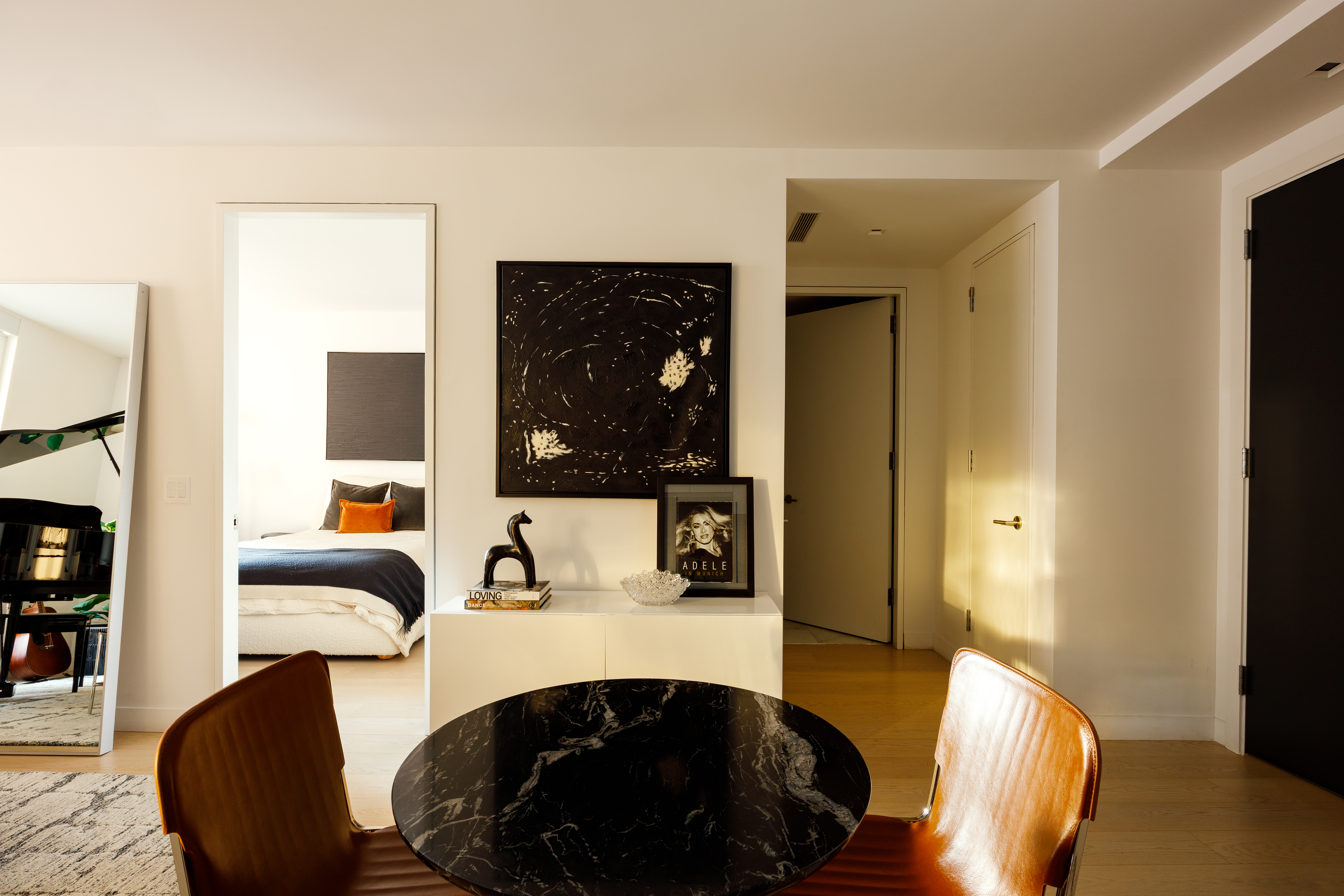 450 Washington Street, Unit 215 Manhattan, NY 10013 - Photo 3 of 7 a living room with furniture and a fireplace