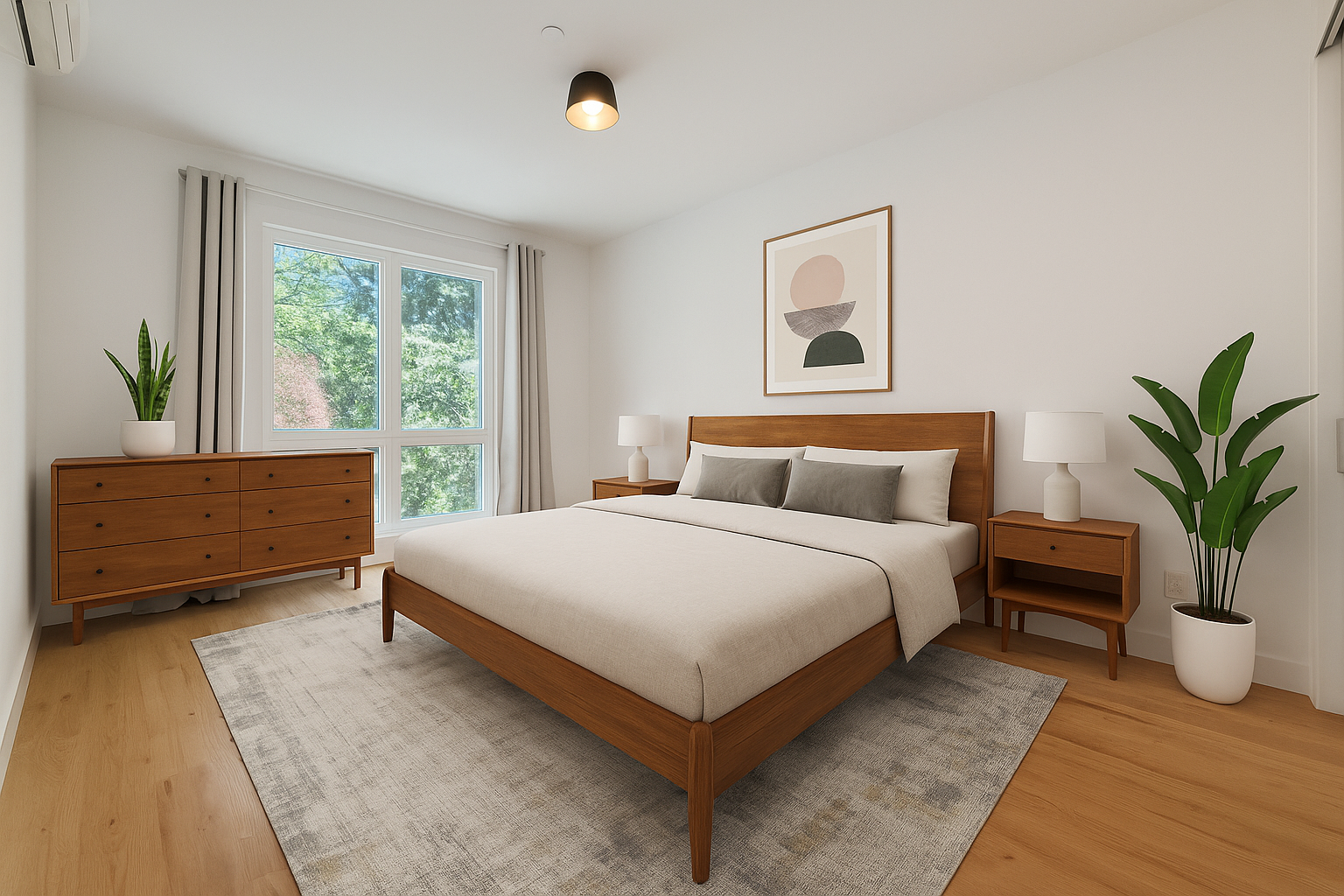 71 Cooper Street, Unit 2B Brooklyn, NY 11207 - Photo 3 of 4 a bedroom with a bed and a potted plant