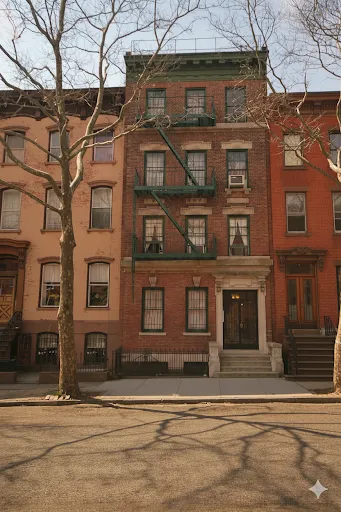 a front view of a building