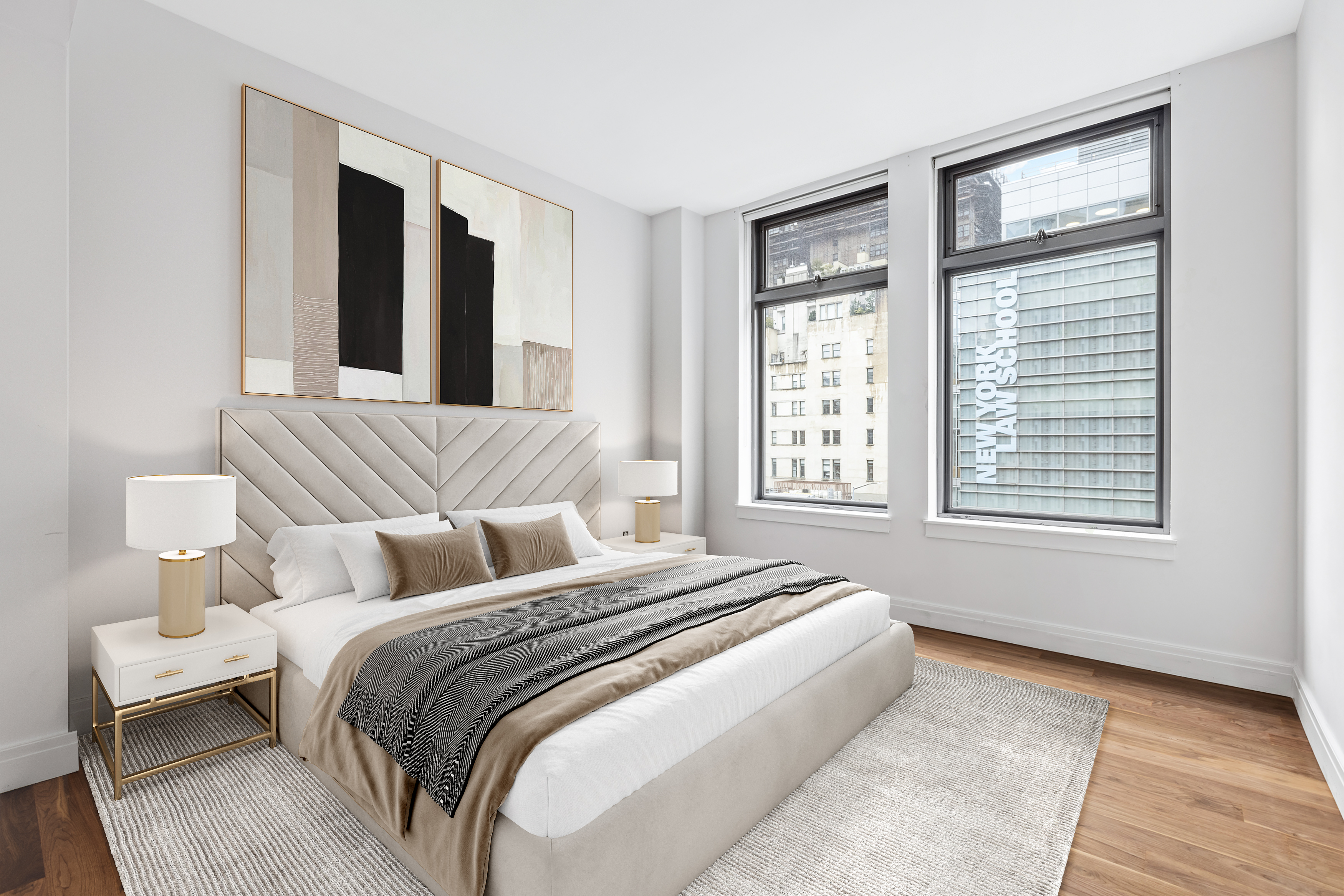 34 Leonard Street, Unit 7A Manhattan, NY 10013 - Photo 7 of 17 a bedroom with bed and window