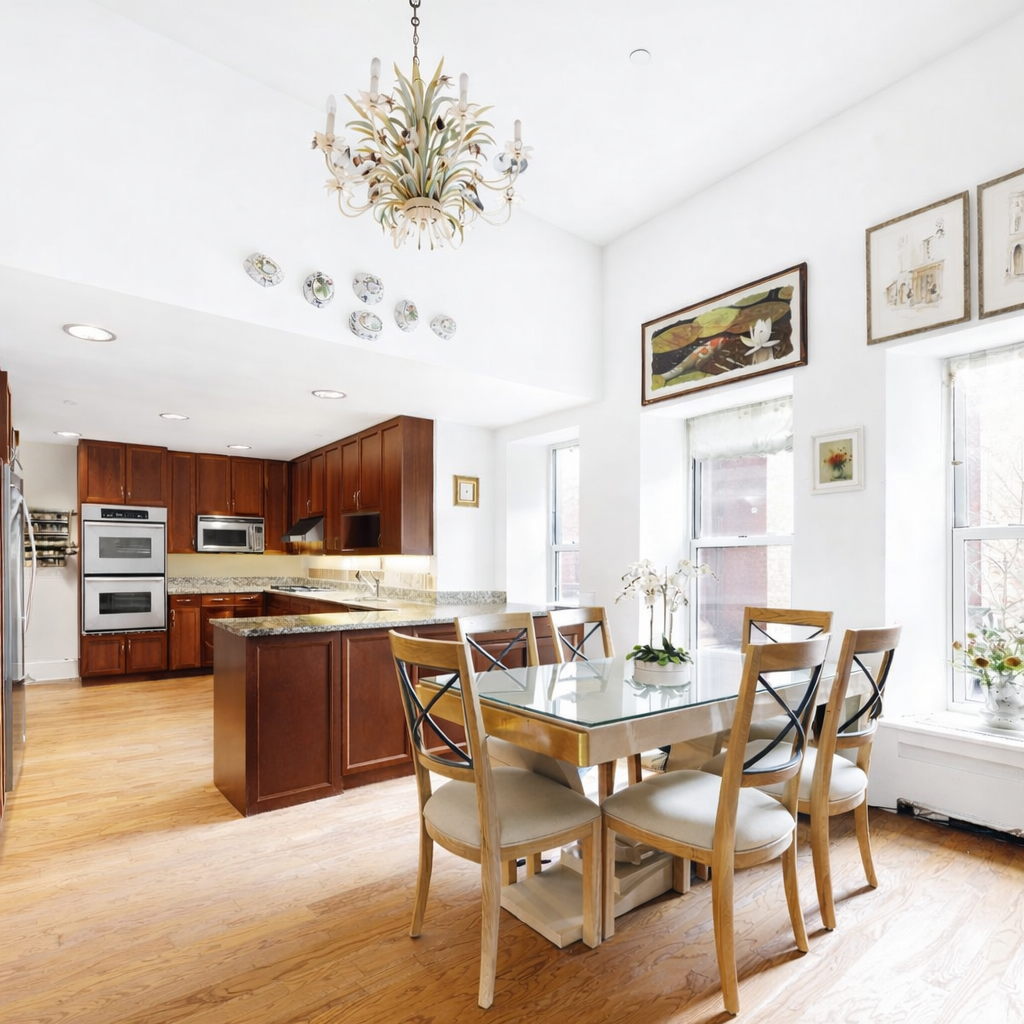 455 Central Park West, Unit 11 Manhattan, NY 10025 - Photo 5 of 18 a view of a dining room with furniture and a kitchen