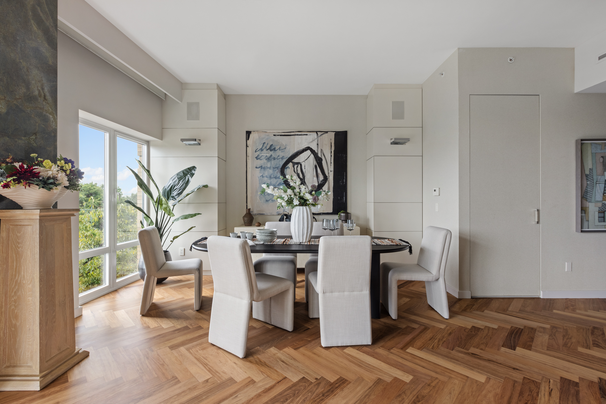 400 West 12th Street, Unit 4E Manhattan, NY 10014 - Photo 7 of 24 a view of a dining room with furniture window and wooden floor