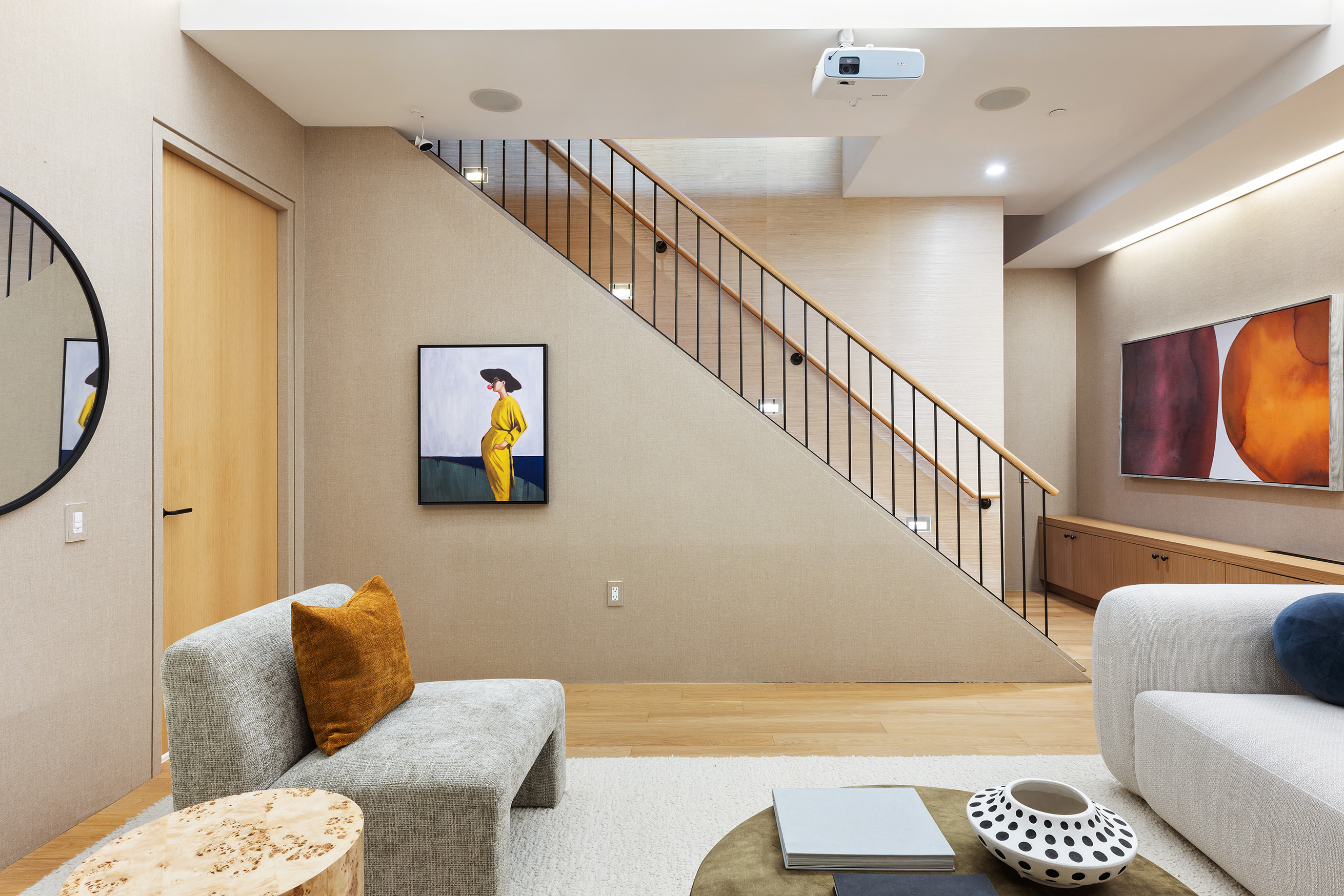166 Perry Street, Unit 1C Manhattan, NY 10014 - Photo 12 of 18 a living room with furniture and a flat screen tv
