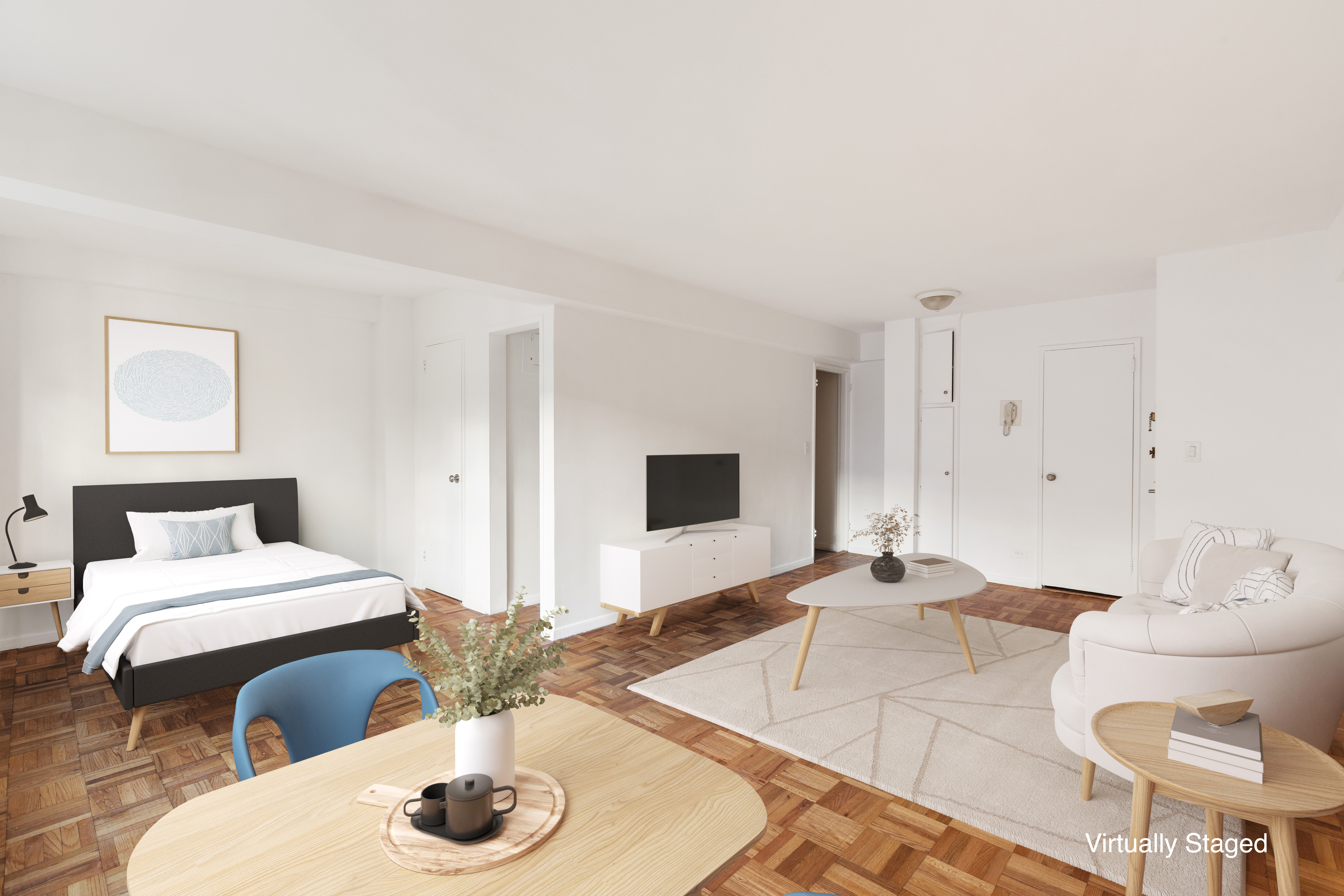 335 East 51st Street, Unit 6G Manhattan, NY 10022 - Photo 3 of 12 a bedroom with a bed and a couch