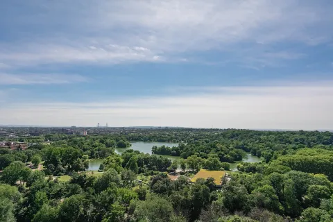 an aerial view of a city with lots of residential buildings