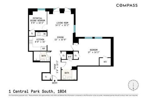 $2,695,000 | 1 Central Park South, Unit 1804 | Central Park South