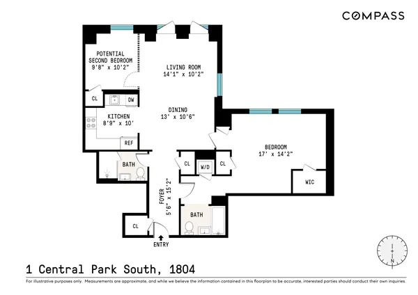 $2,795,000 | 1 Central Park South, Unit 1804 | Central Park South