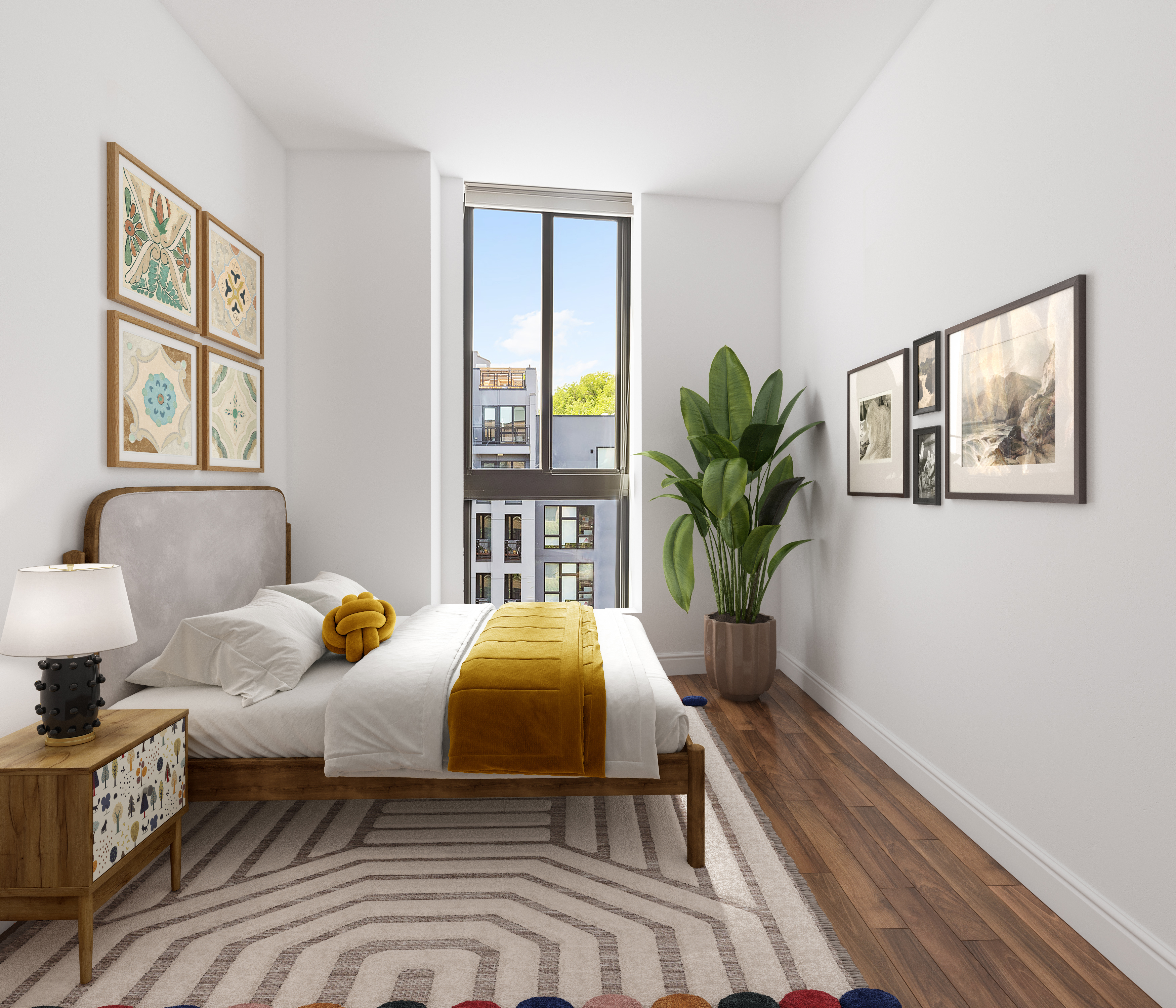 336 Saint Marks Avenue, Unit PH5A Brooklyn, NY 11238 - Photo 3 of 12 a bedroom with a bed and wooden floor