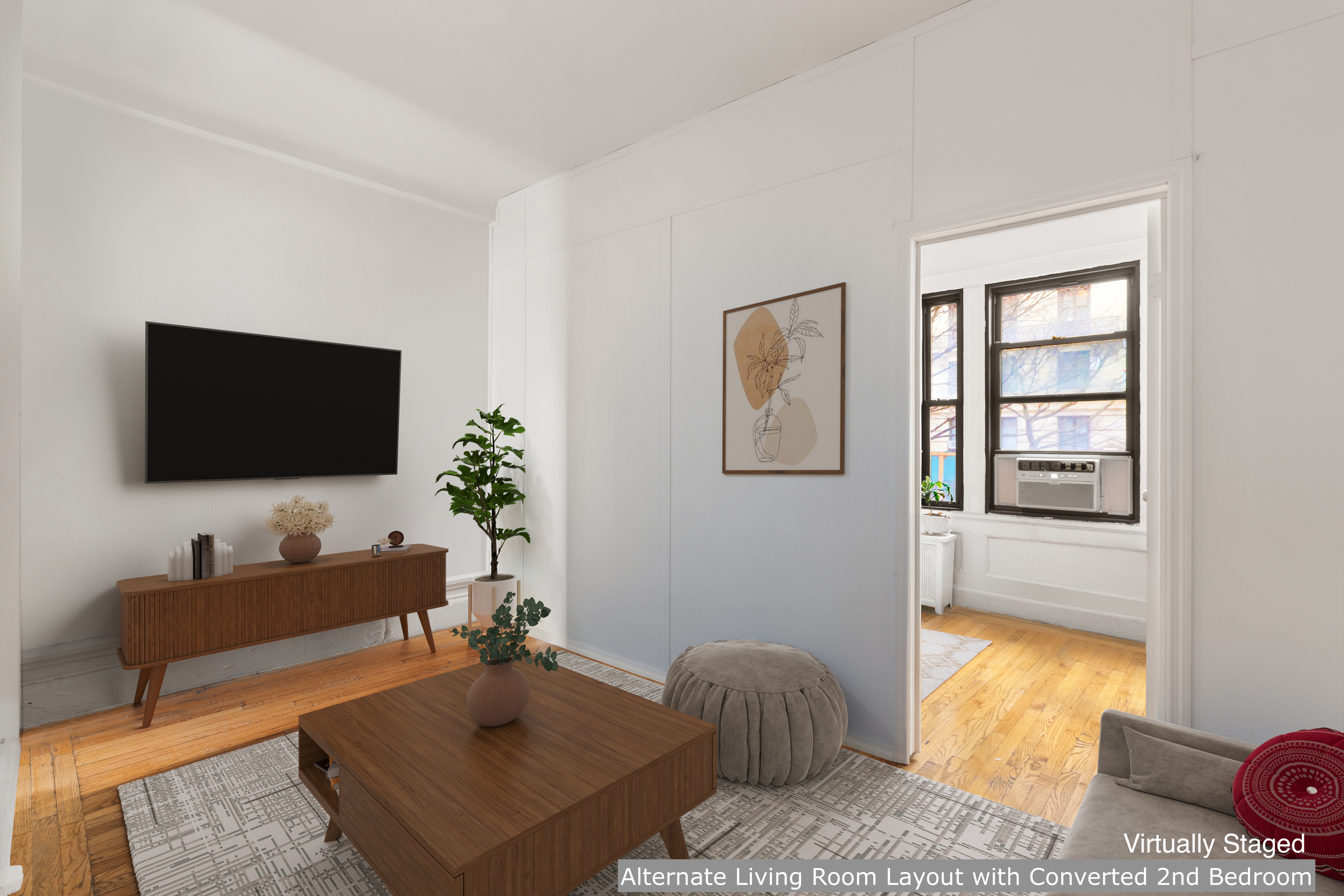 510 West 110th Street, Unit 2E Manhattan, NY 10025 - Photo 2 of 13 a living room with furniture and a flat screen tv