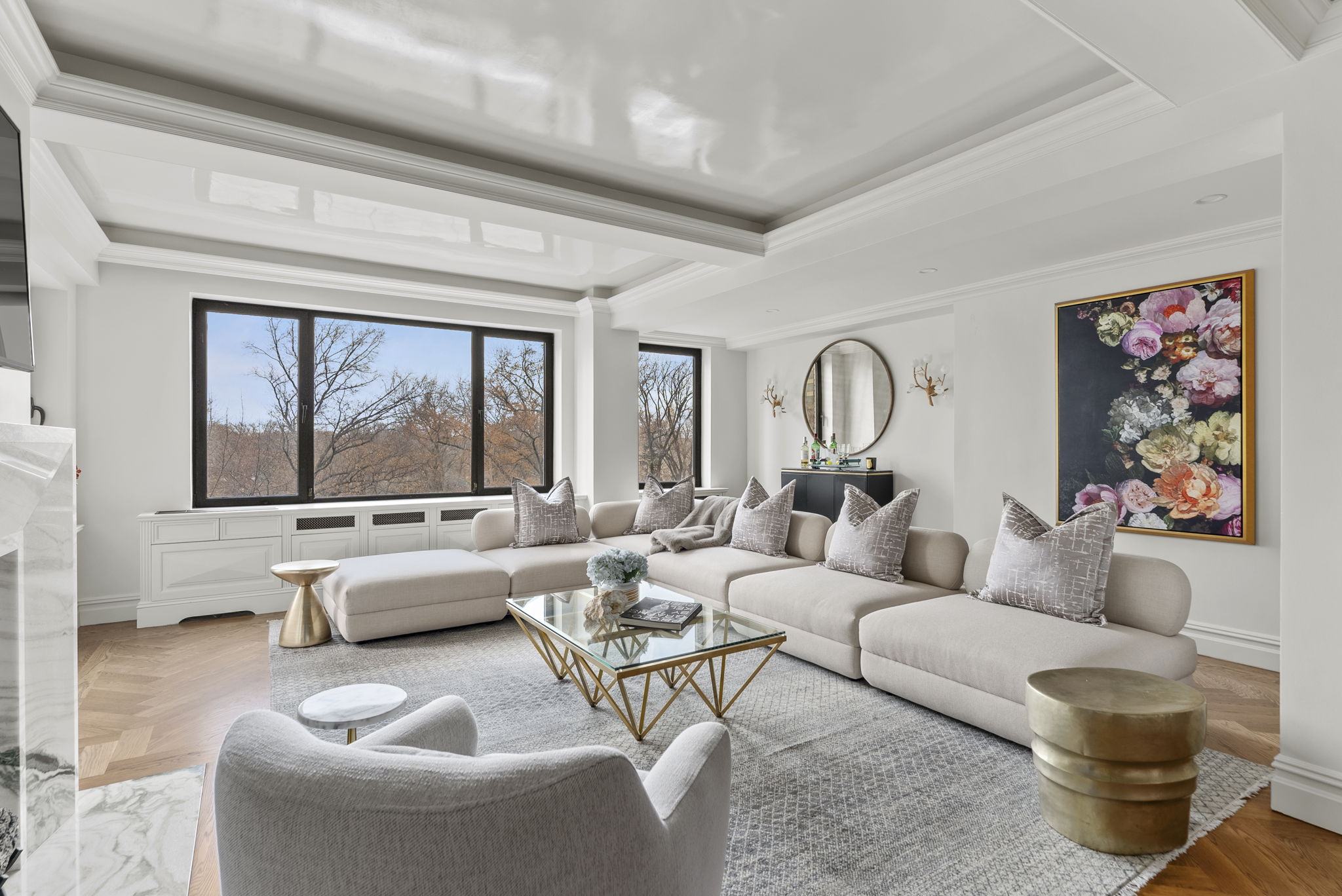230 Central Park South, Unit 6DE Manhattan, NY 10019 - Photo 4 of 23 a living room with furniture and a large window