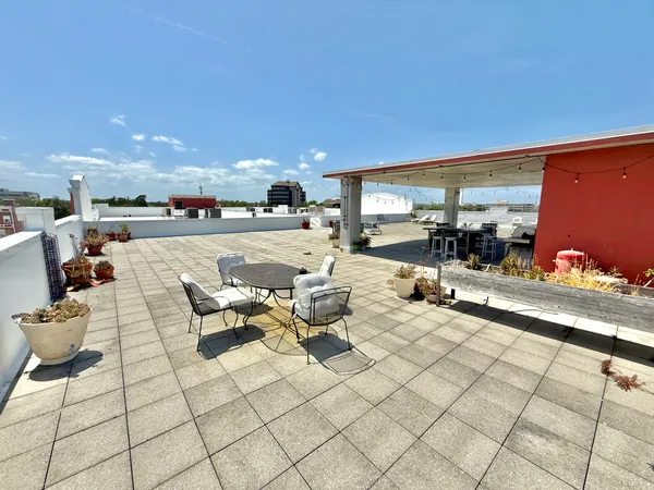 a view of a city from a terrace