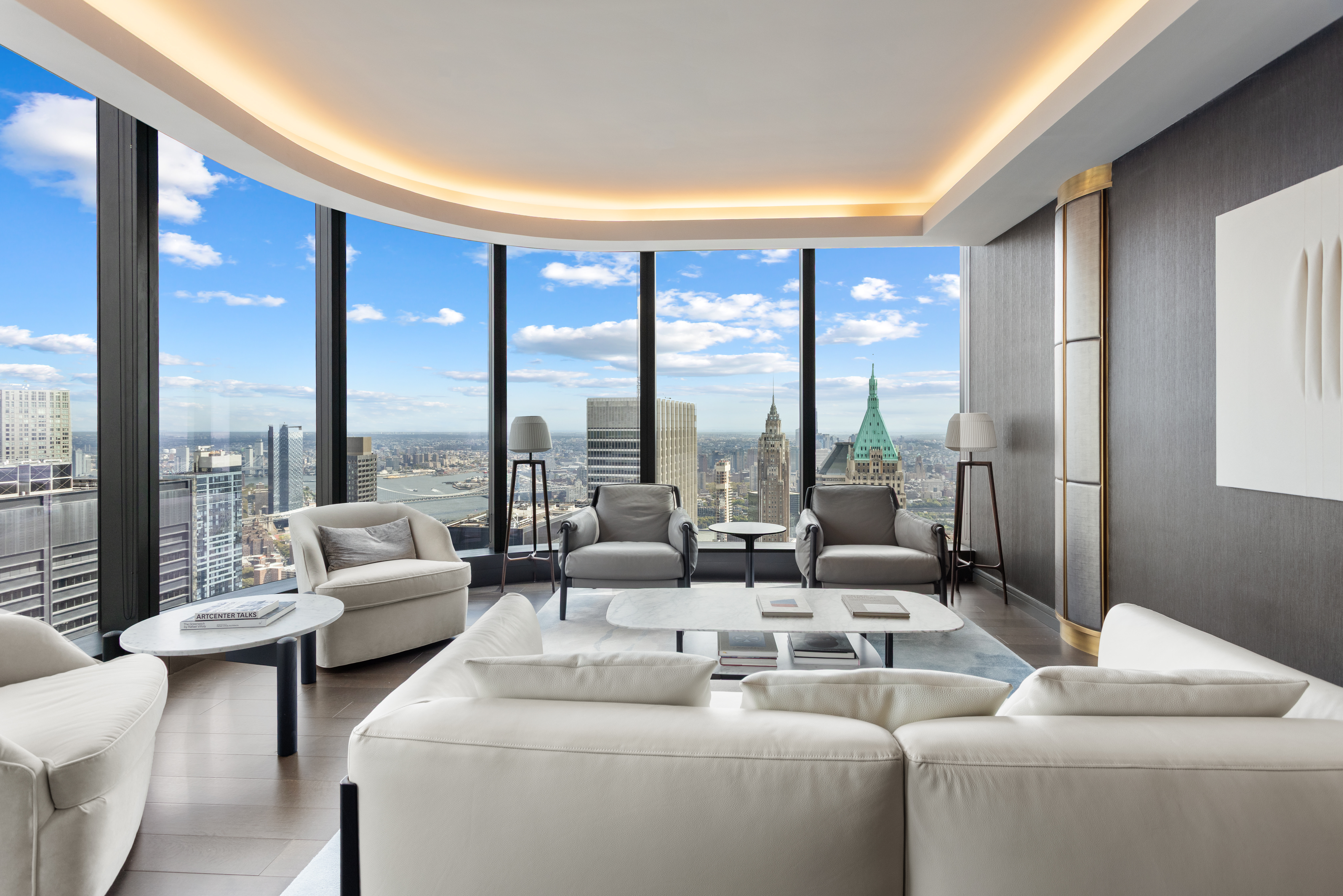 125 Greenwich Street, Unit 31A Manhattan, NY 10006 - Photo 19 of 23 a living room with furniture and a large window