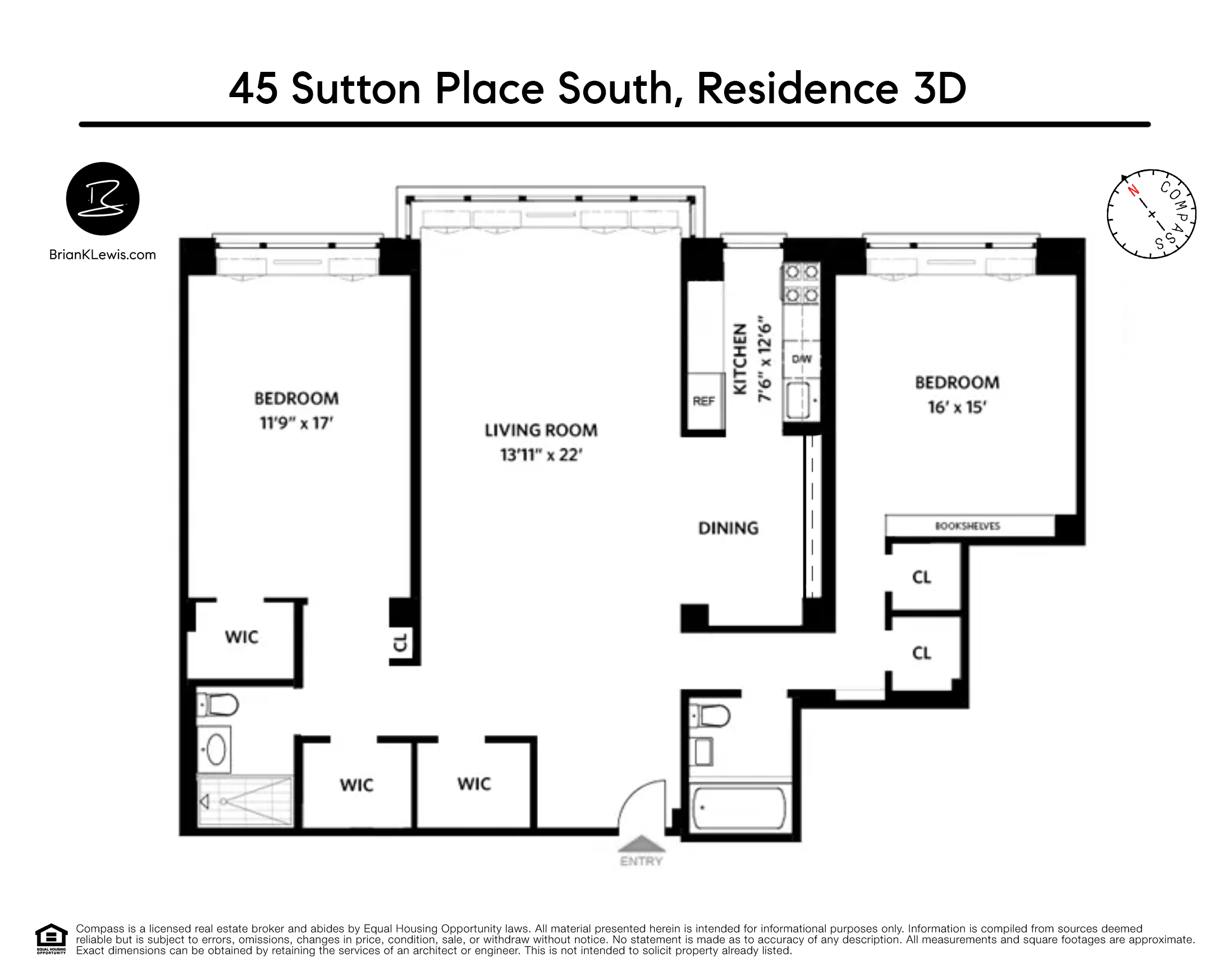 45 Sutton Place South, Unit 3D Manhattan, NY 10022 - Photo 16 of 16 a picture of a floor plan