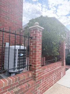 a view of a brick building