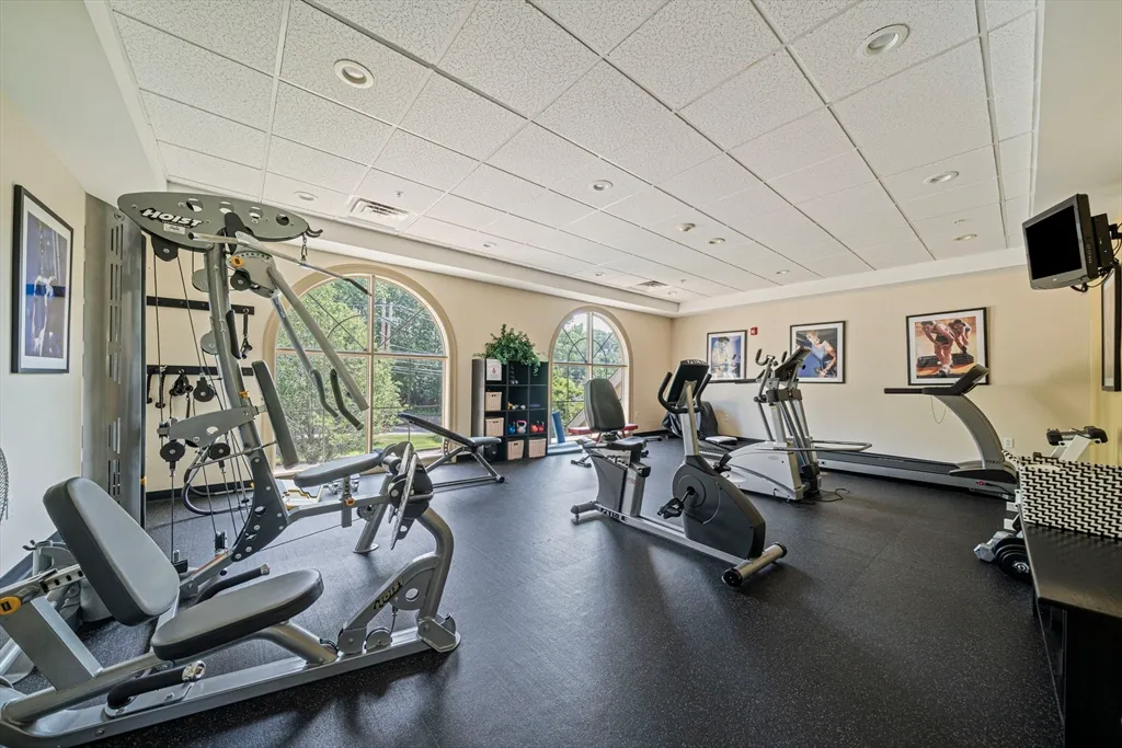 a view of a room with gym equipment