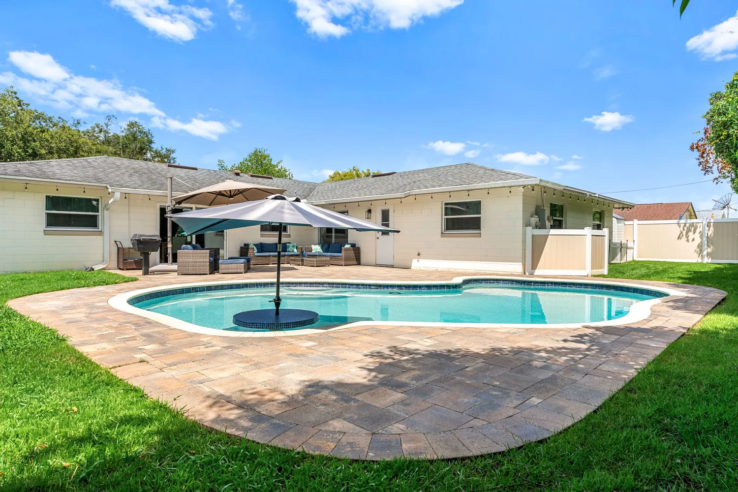 a view of a backyard with plants