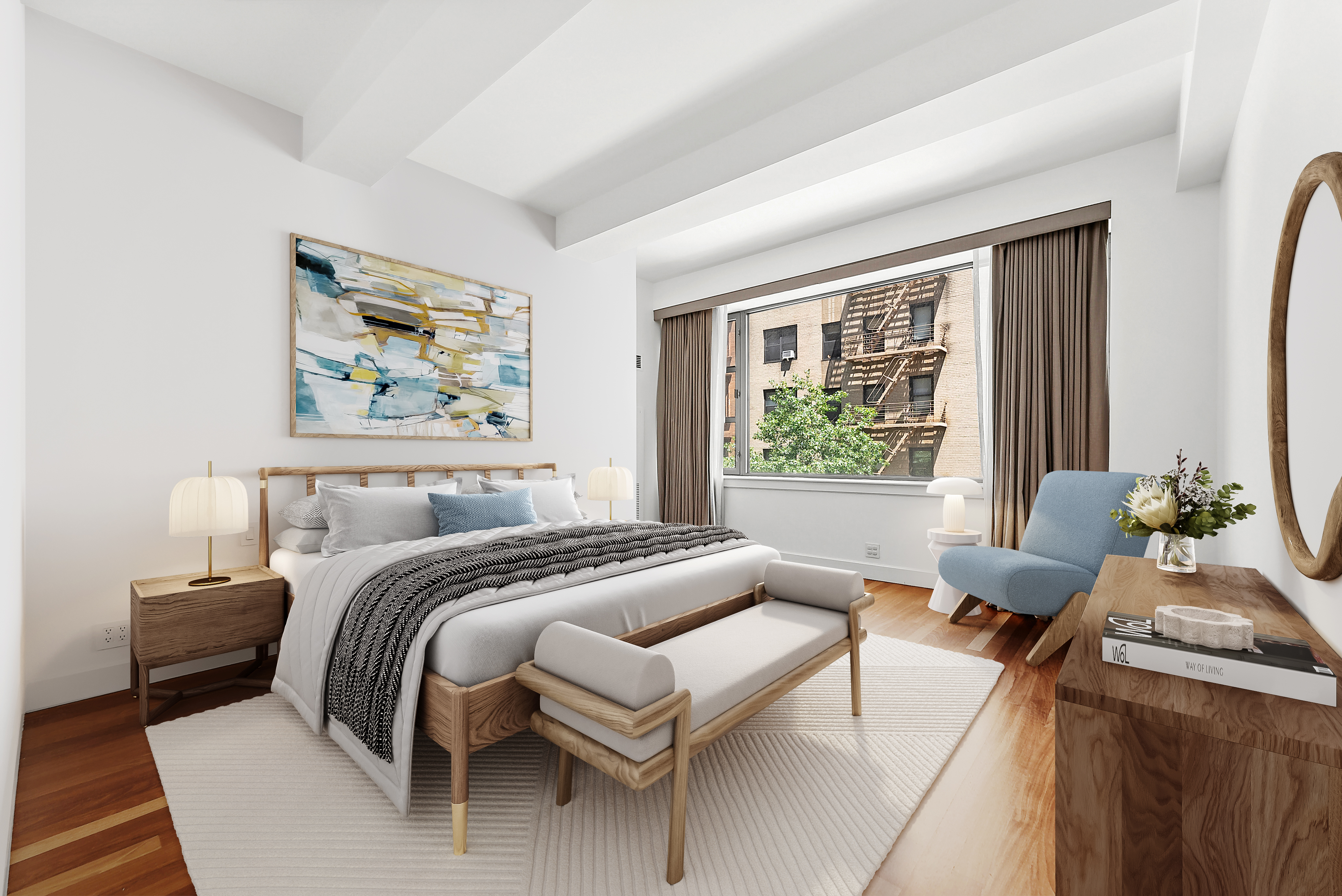 43 West 64th Street, Unit 4D Manhattan, NY 10023 - Photo 5 of 11 a bedroom with a bed and wooden floor