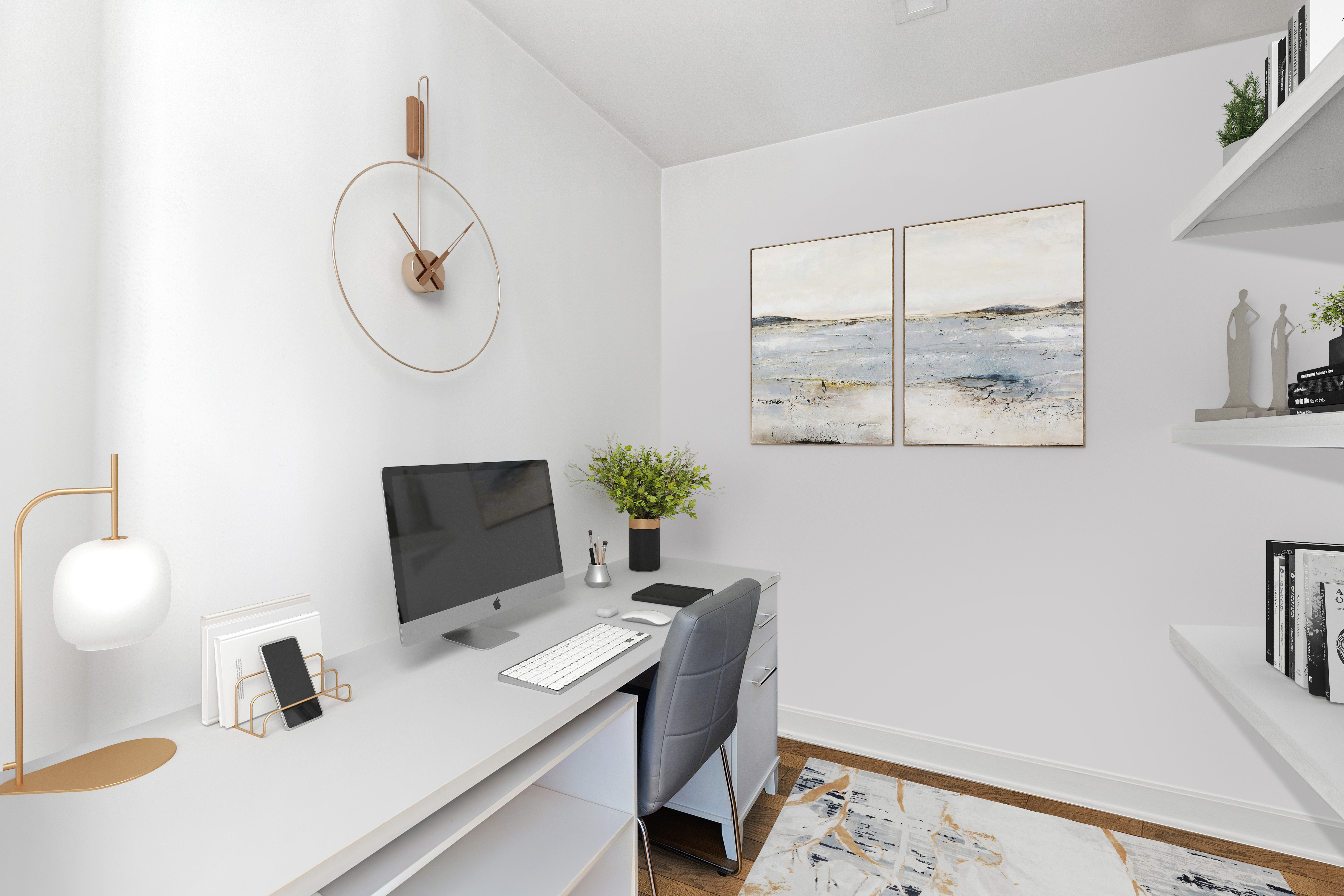 400 East 67th Street, Unit 12D Manhattan, NY 10065 - Photo 8 of 9 a view of a workspace with furniture and mirror