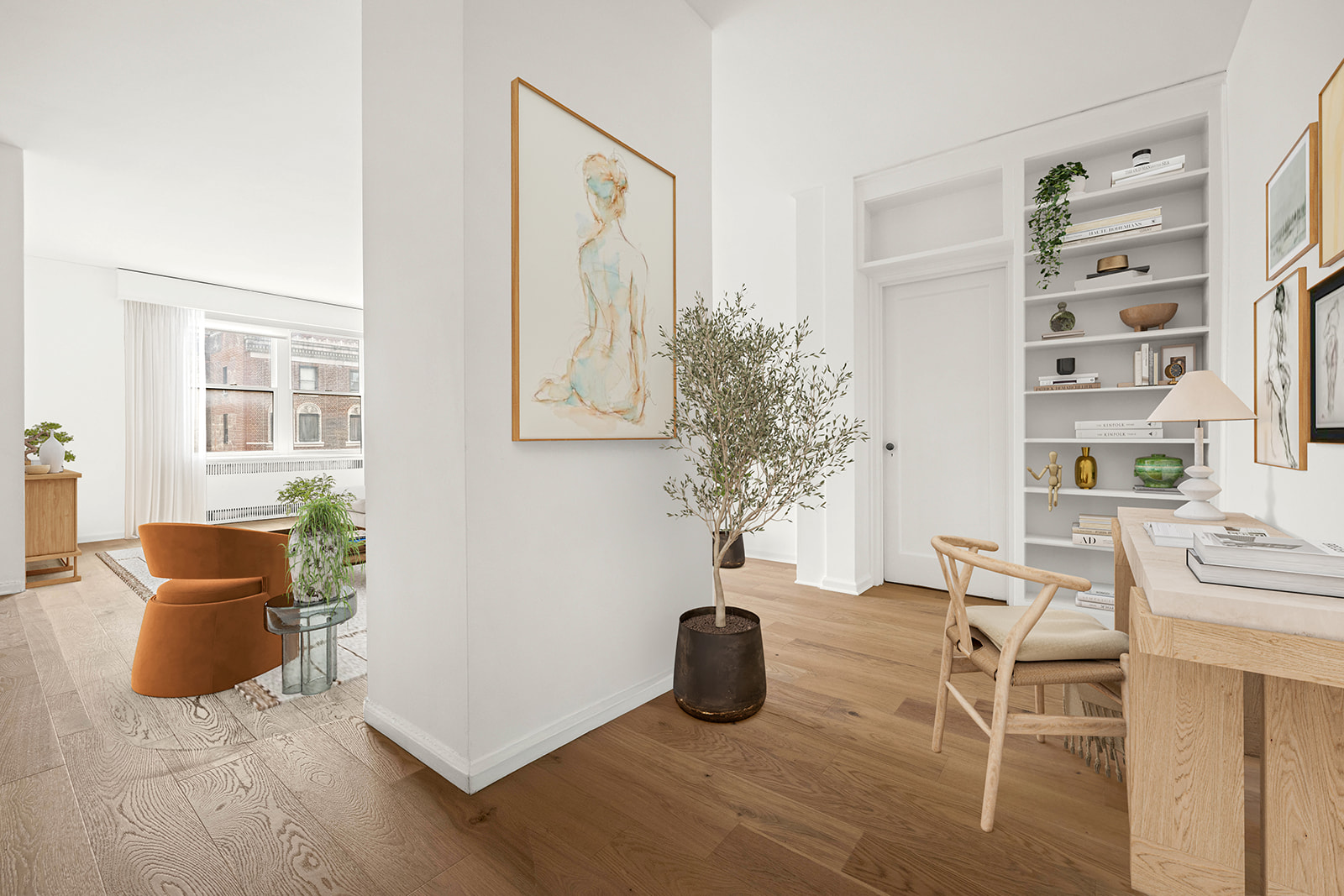 263 West End Avenue, Unit 13F Manhattan, NY 10023 - Photo 9 of 22 a living room with furniture and a potted plant
