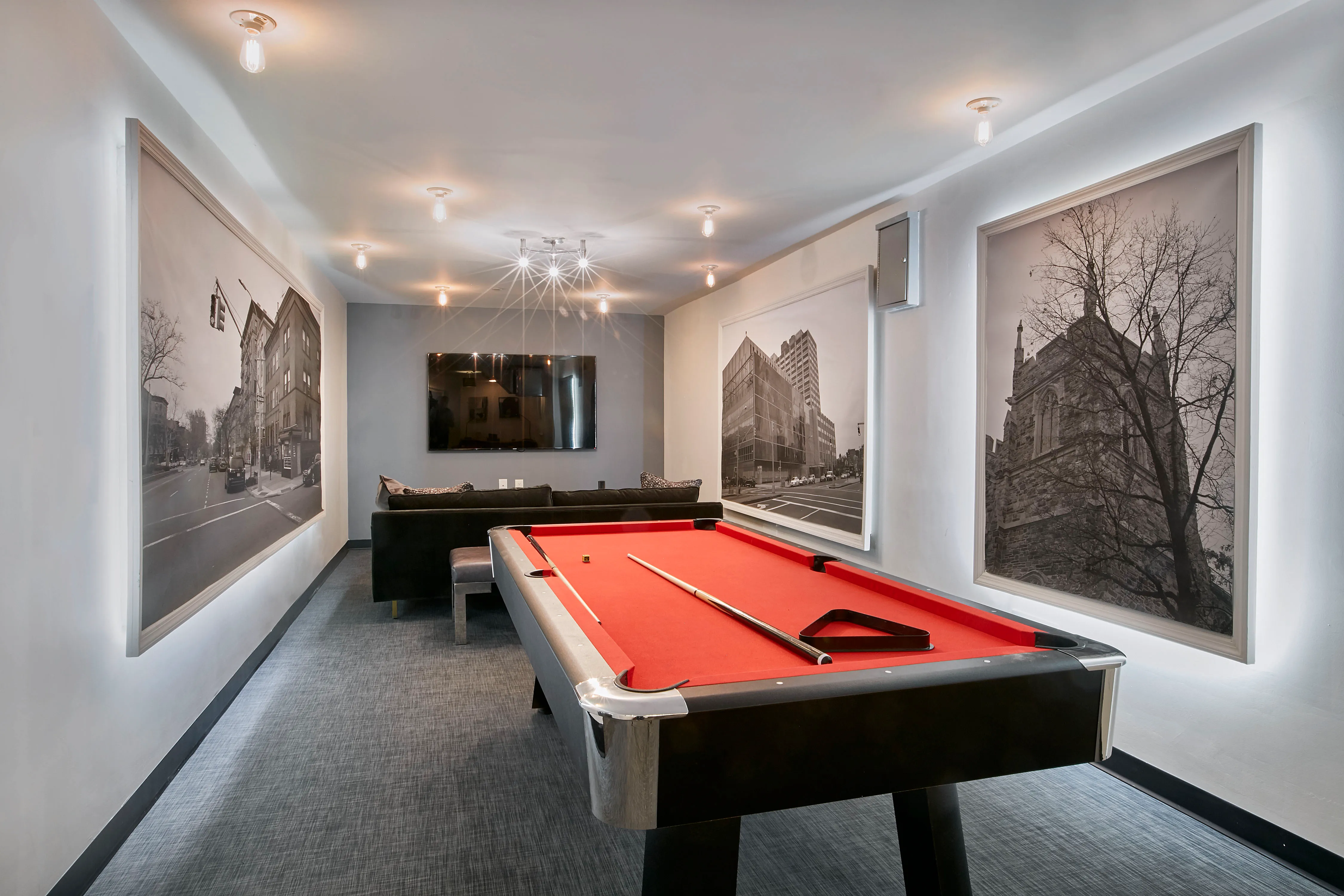 305 West 150th Street, Unit 206 Manhattan, NY 10039 - Photo 13 of 18 a room with pool table and windows