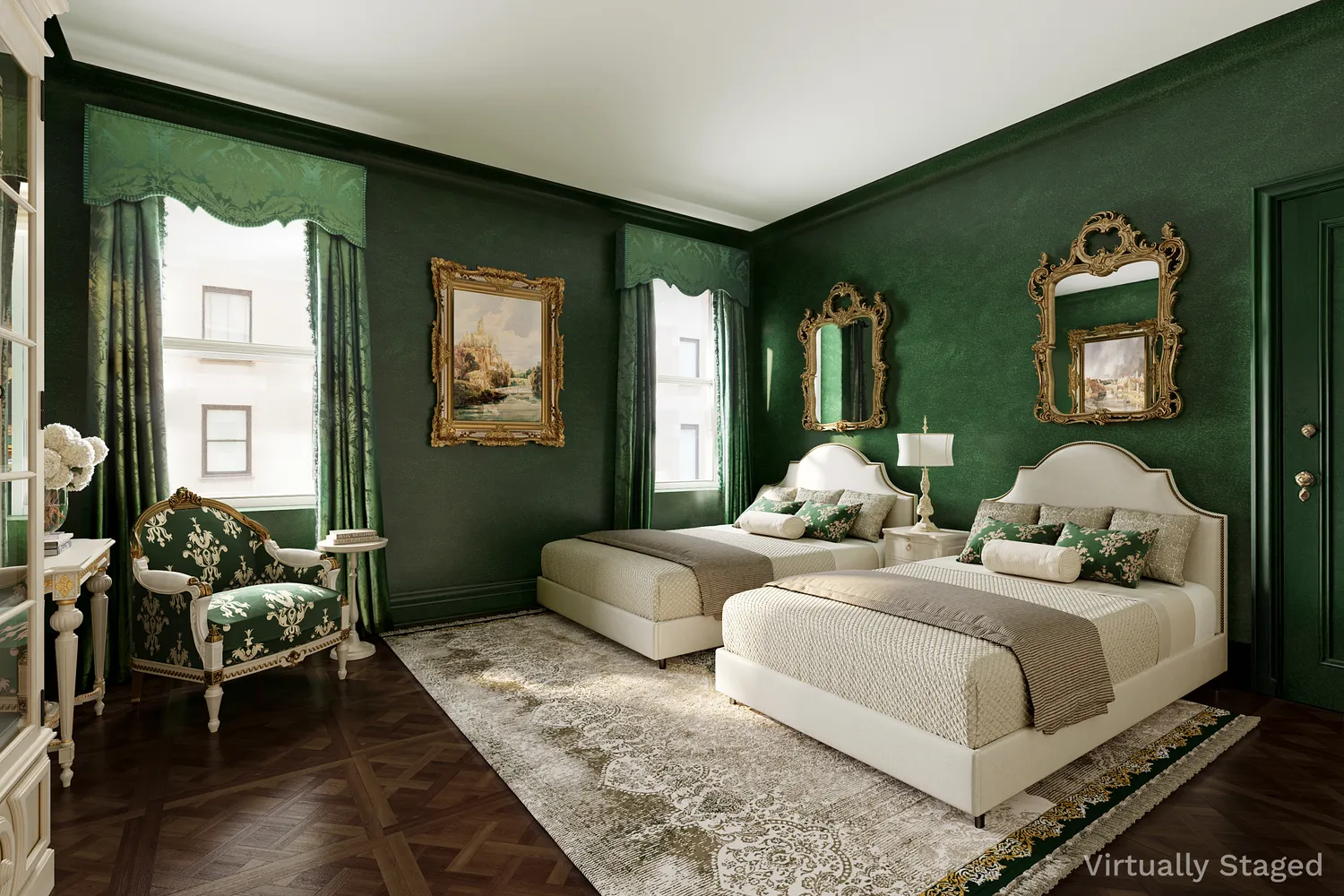 a bedroom with bed and a window