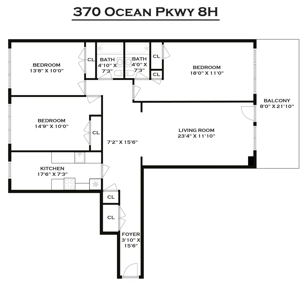 $950,000 | 370 Ocean Parkway, Unit 8H | Kensington