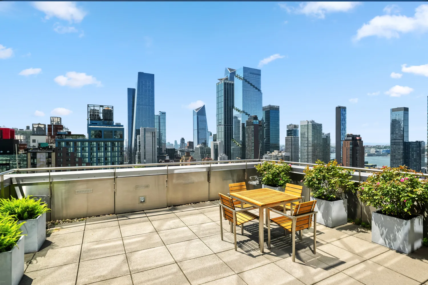 a view of a terrace with sitting area