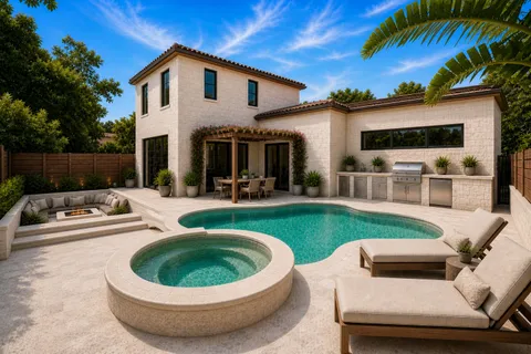 a view of outdoor space yard swimming pool and patio