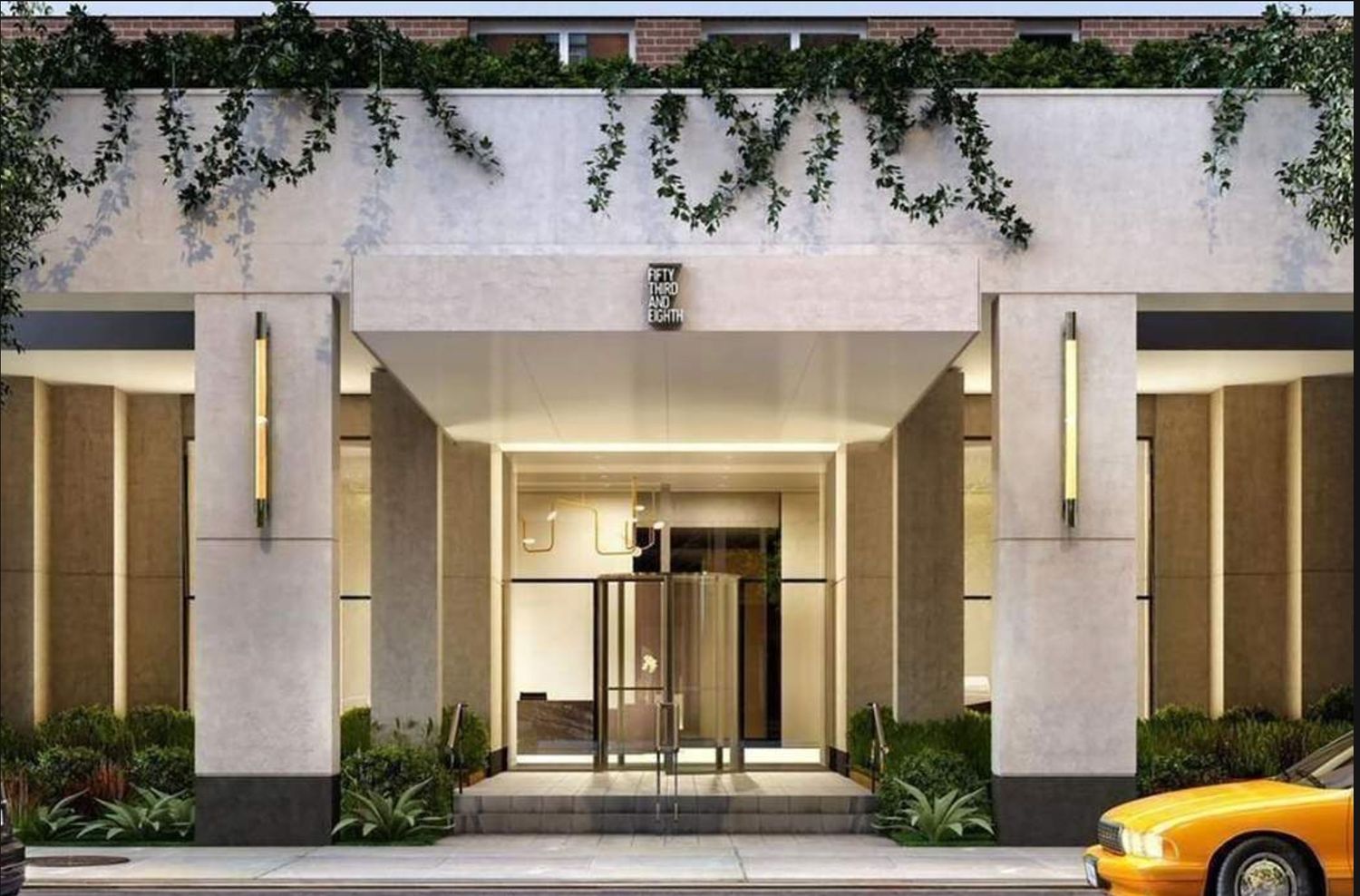 301 West 53rd Street, Unit 21B Manhattan, NY 10019 - Photo 19 of 20 a front view of a house with a garden