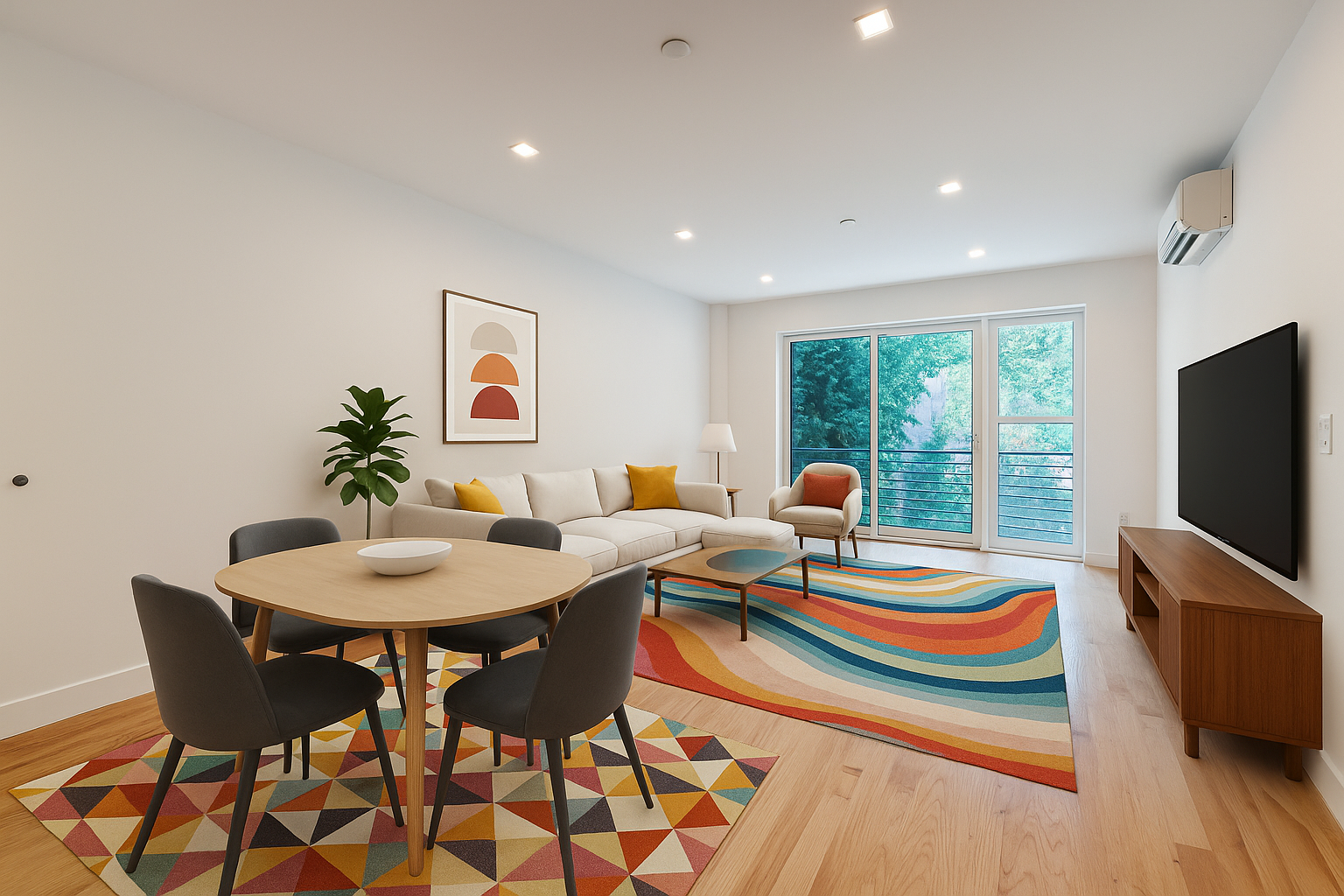 a living room with furniture and a flat screen tv